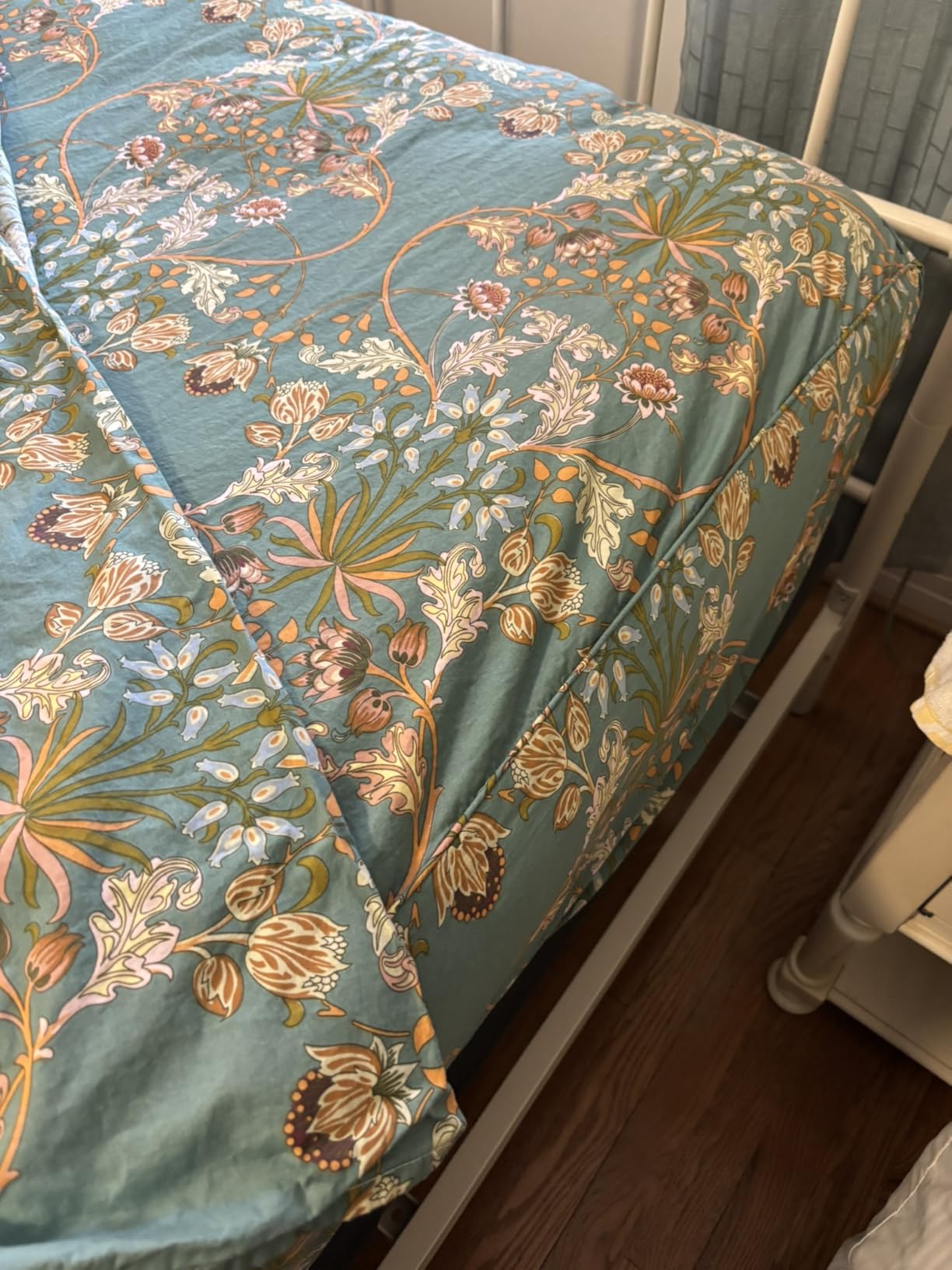 Zusbest King Size Sheets 100% Percale Cotton Green Floral Bed Sheet Set Yellow Flower & Green Leaves Botanical Pattern Printed on White Garden Luxury Crisp Soft Deep Pocket Fitted Sheet 17.5'' 4Pcs customer photo 1