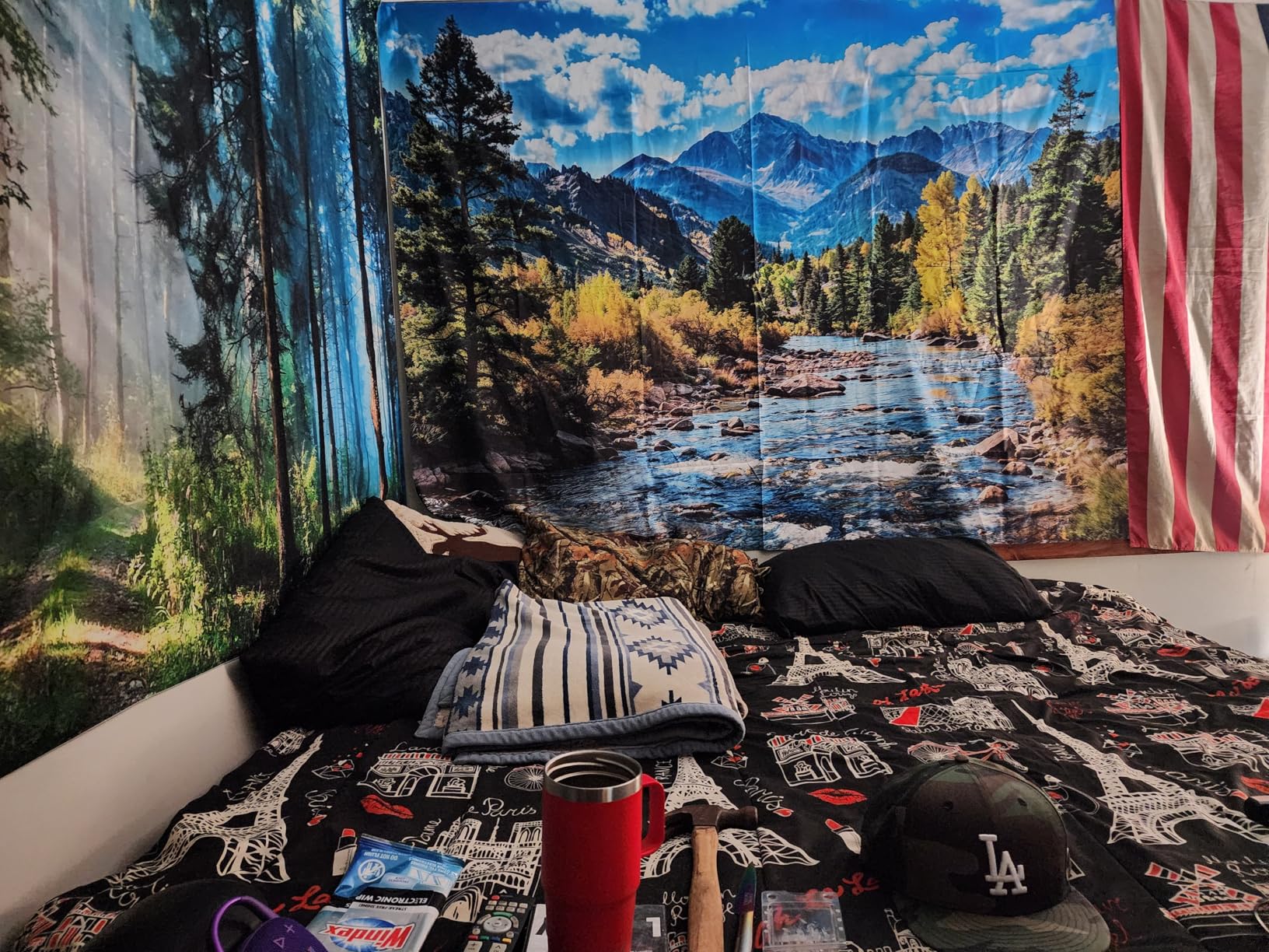 Lunerfex Tyndall Effect Forest Nature Tapestry, Sunlight Streaming Through Trees Wall Hanging for Bedroom and Living Room Decor, 36x48 Inches customer photo 1