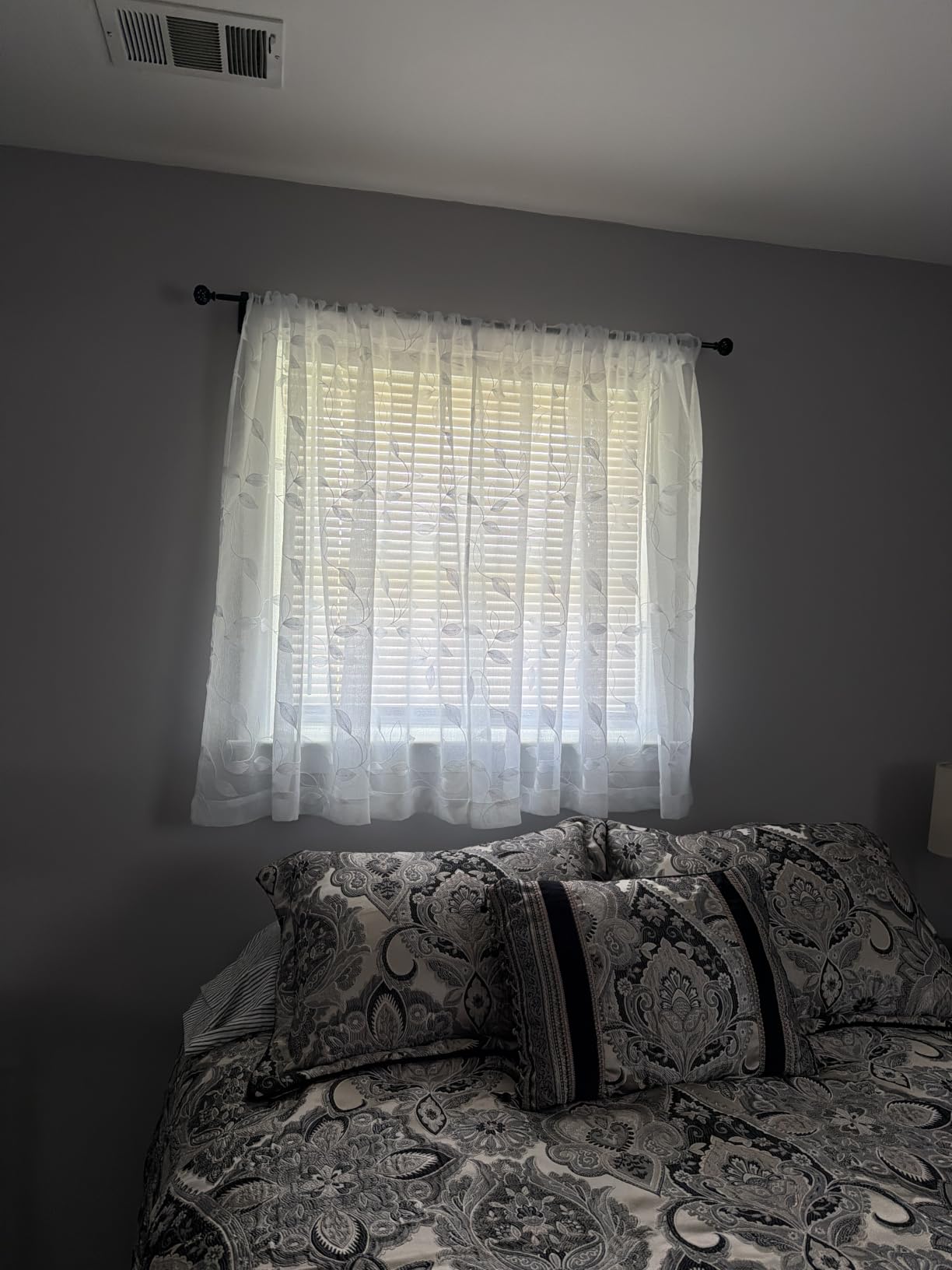 Tollpiz White Leaf Sheer Curtains Bedroom 54 x 84 Inches | Leaves Embroidered Curtain Rod Pocket Voile Window Treatment for Living Room, Set of 2 Panels customer photo 2