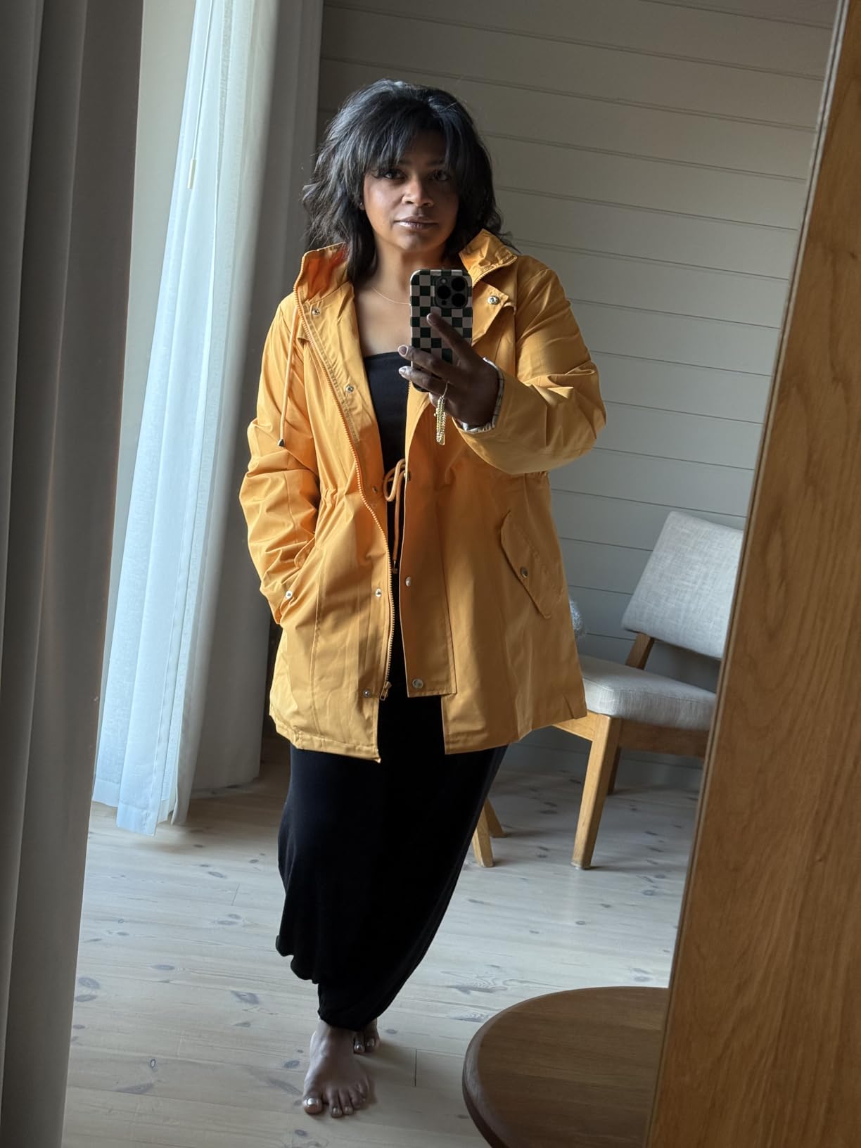 LOMON Women Waterproof Outdoor Hiking Raincoat Women Lined Rain Jacket Lightweight Hooded Jackets Trench Coats customer photo 1