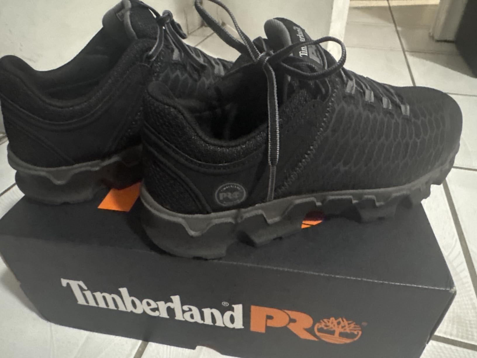 Timberland PRO Men's Powertrain Sport Alloy Safety Toe Industrial Athletic Work Shoe, Black/Orange-2024 New, 10.5 customer photo 1