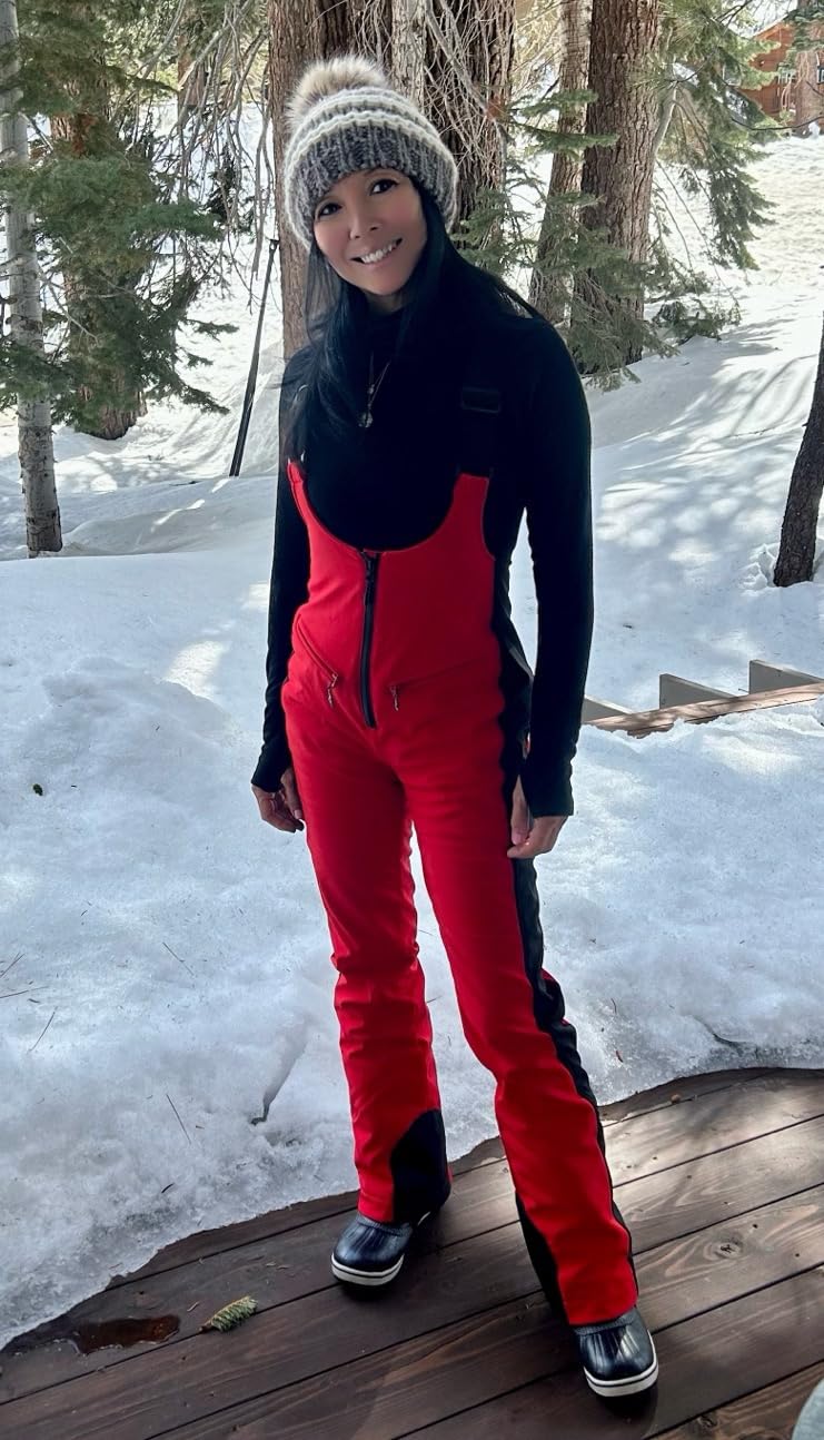 Women Ski Bibs Pants Slim Snow Bibs Waterproof Insulated customer photo 2