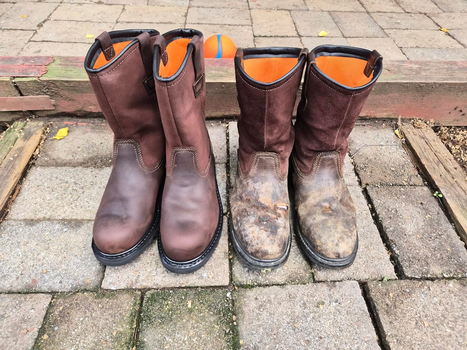 HISEA NINGO Steel Toe Work Boots for Men, Waterproof Wellington Boots | Full-Grain Leather Steel Toe Boots Slip-on, Goodyear Welt, Slip Resistant, EH Protection, for Construction Farming Welding customer photo 1