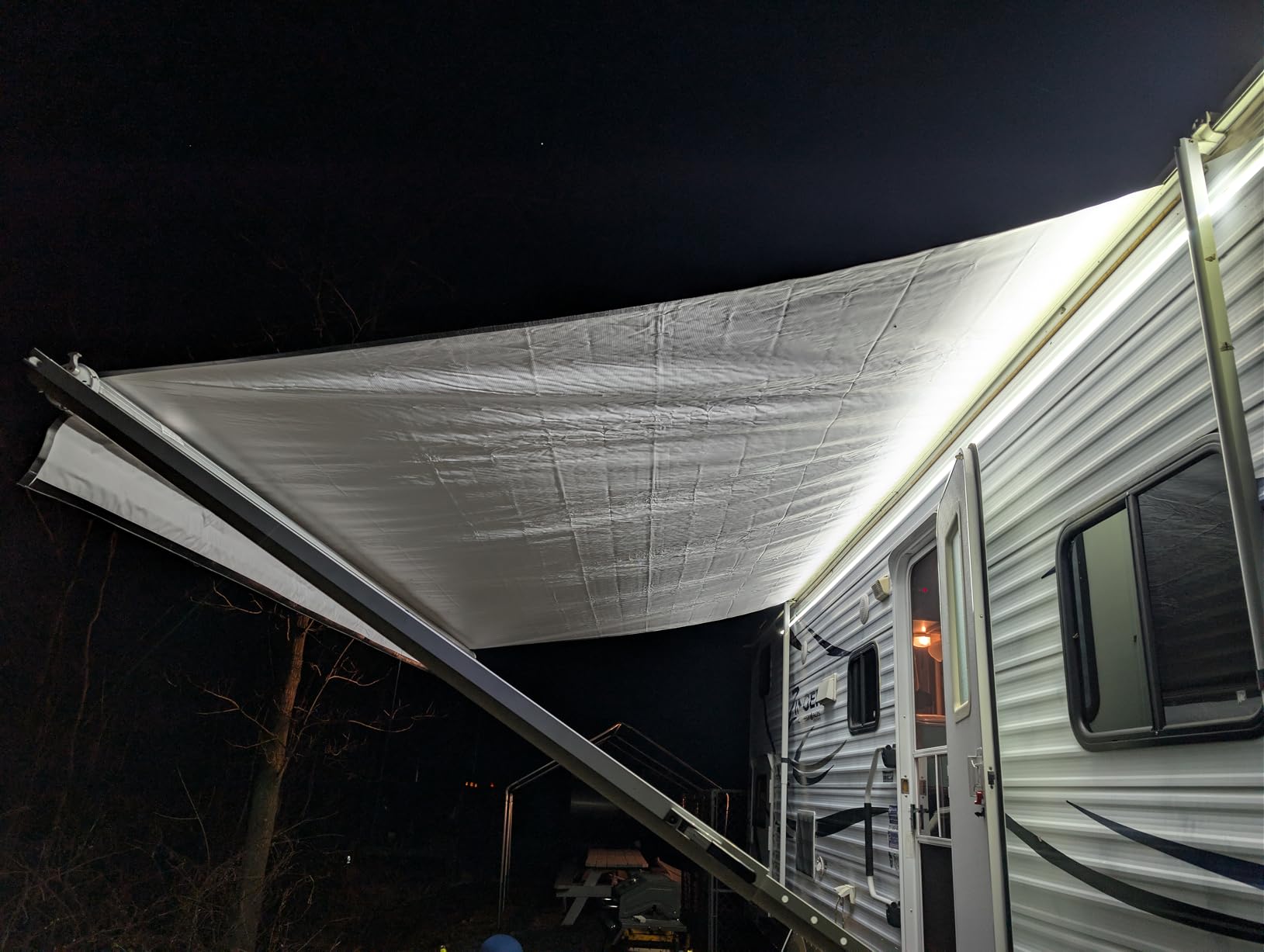 Kohree RV Awning Fabric Replacement, Black, Fabric 15'2