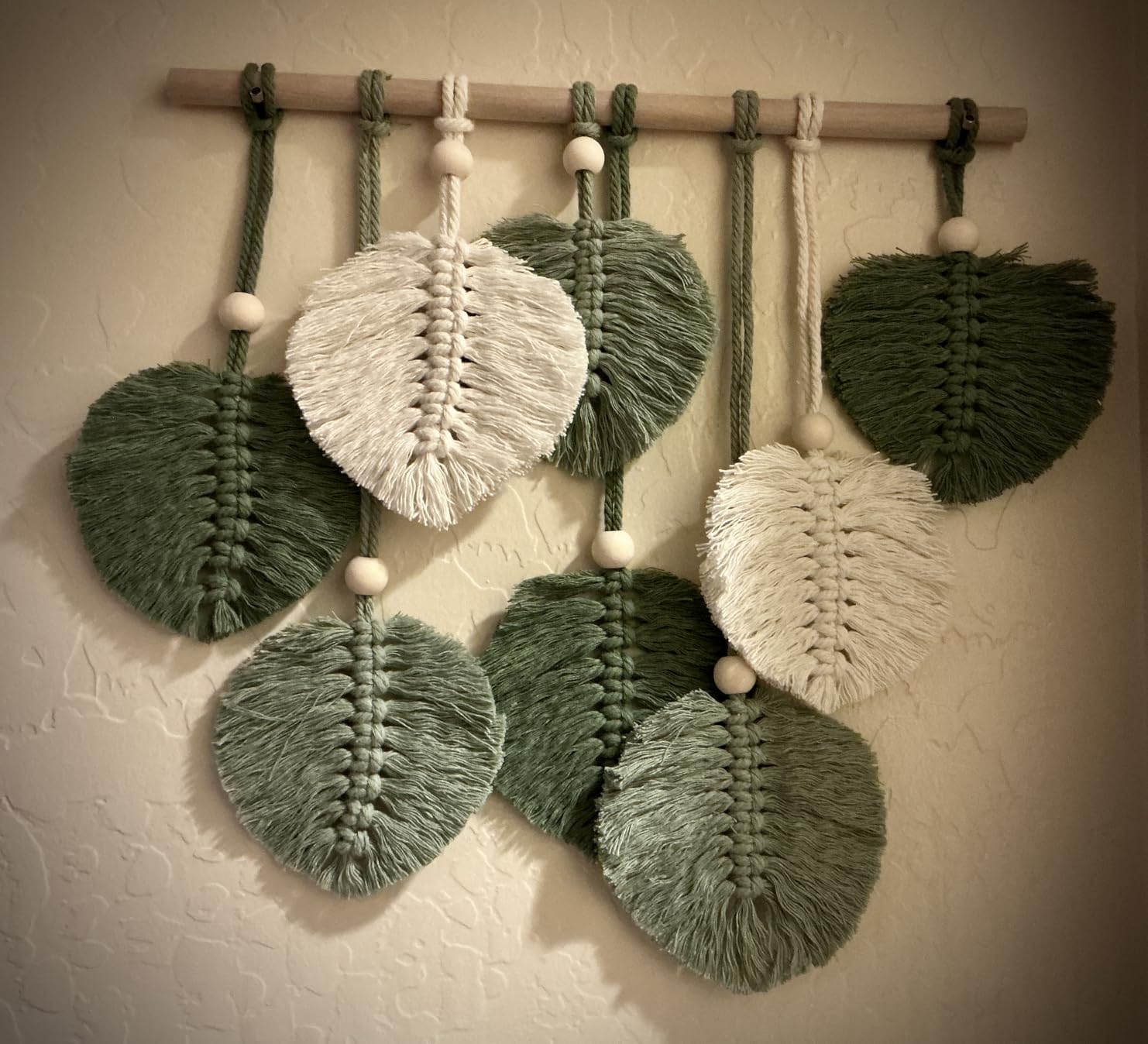 FREEBLOSS DIY Macrame Leaf Wall Hanging Beginners Macrame Kit Leaf Woven Tapestry Feather Wall Hanging DIY Macrame Kit for Adults Birthday Gift customer photo 2