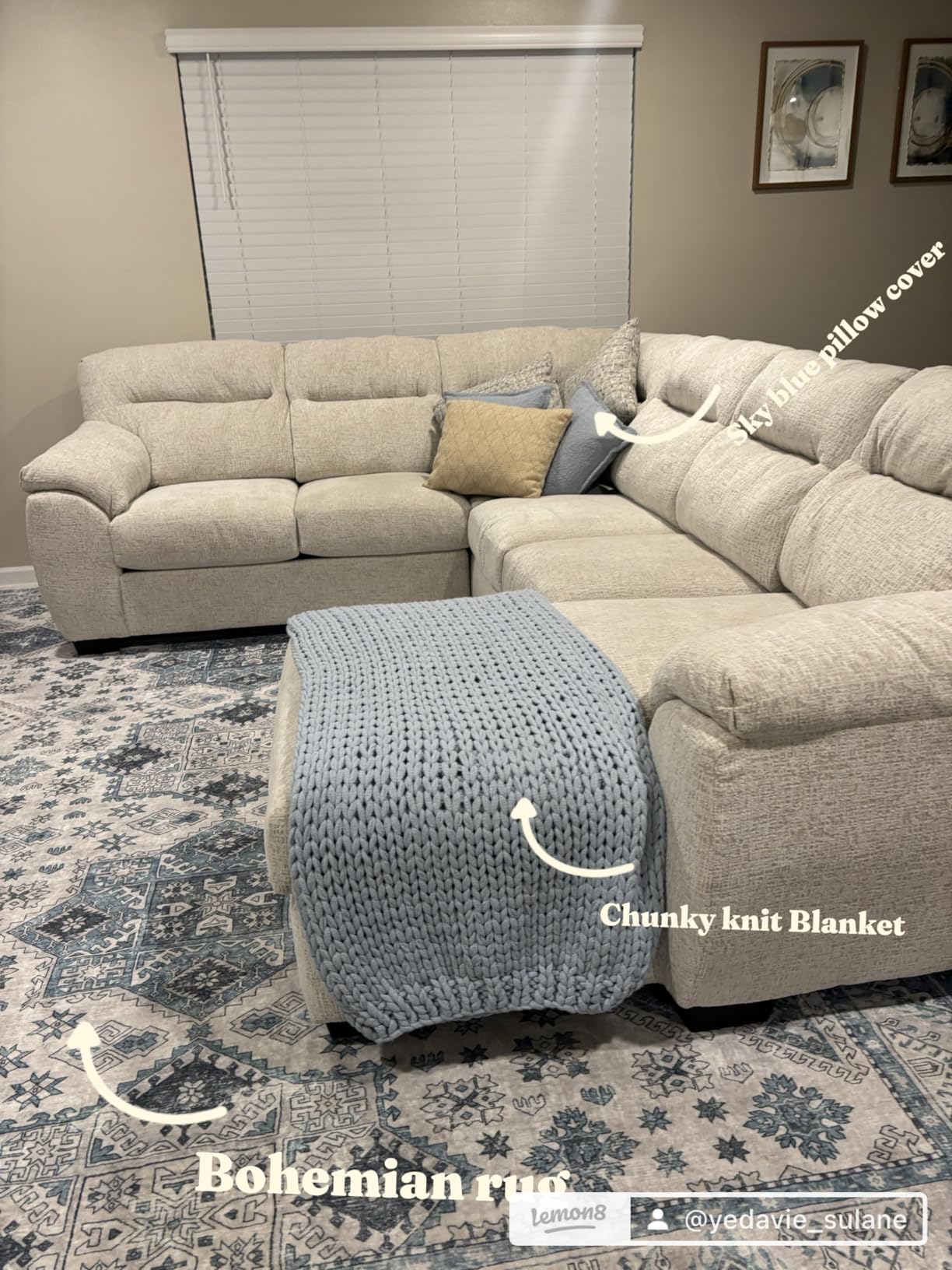 Linen Market Beddings Oversized Chunky Knit Throw Blanket-100% Ultra-Soft Acrylic Hypoallergenic - 47'' x 59'' Cozy Home Accent for Snuggling, Lounging, and Stylish Décor (Light Blue) customer photo 1