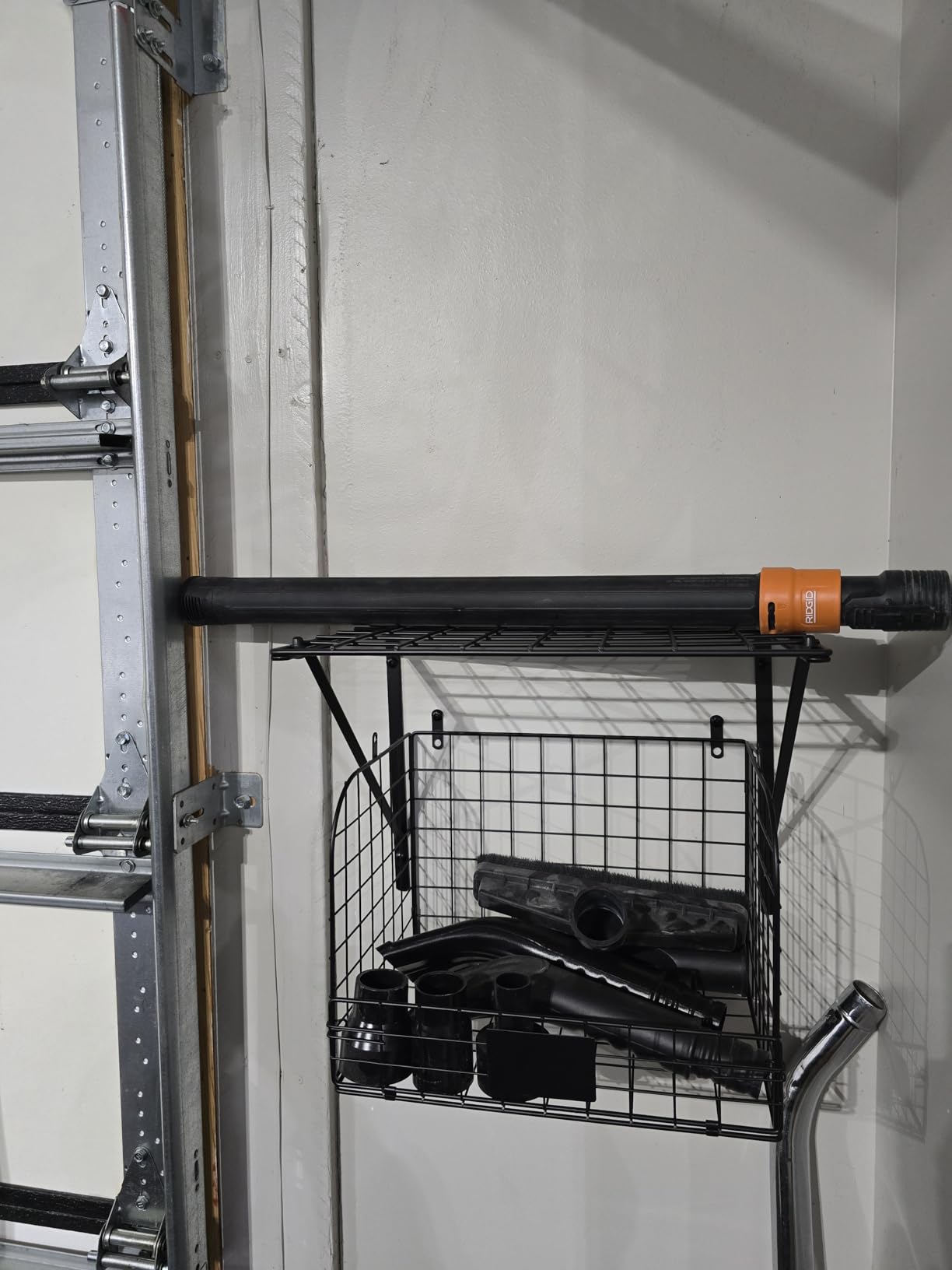 ThreeHio 2 Pack Garage Shelves Wall Mounted with Wire Baskets, Heavy Duty Garage Wall Shelving with Hooks, Wire Shelf Baskets Tool Organizer for Home Garden Garage Organization and Storage customer photo 2