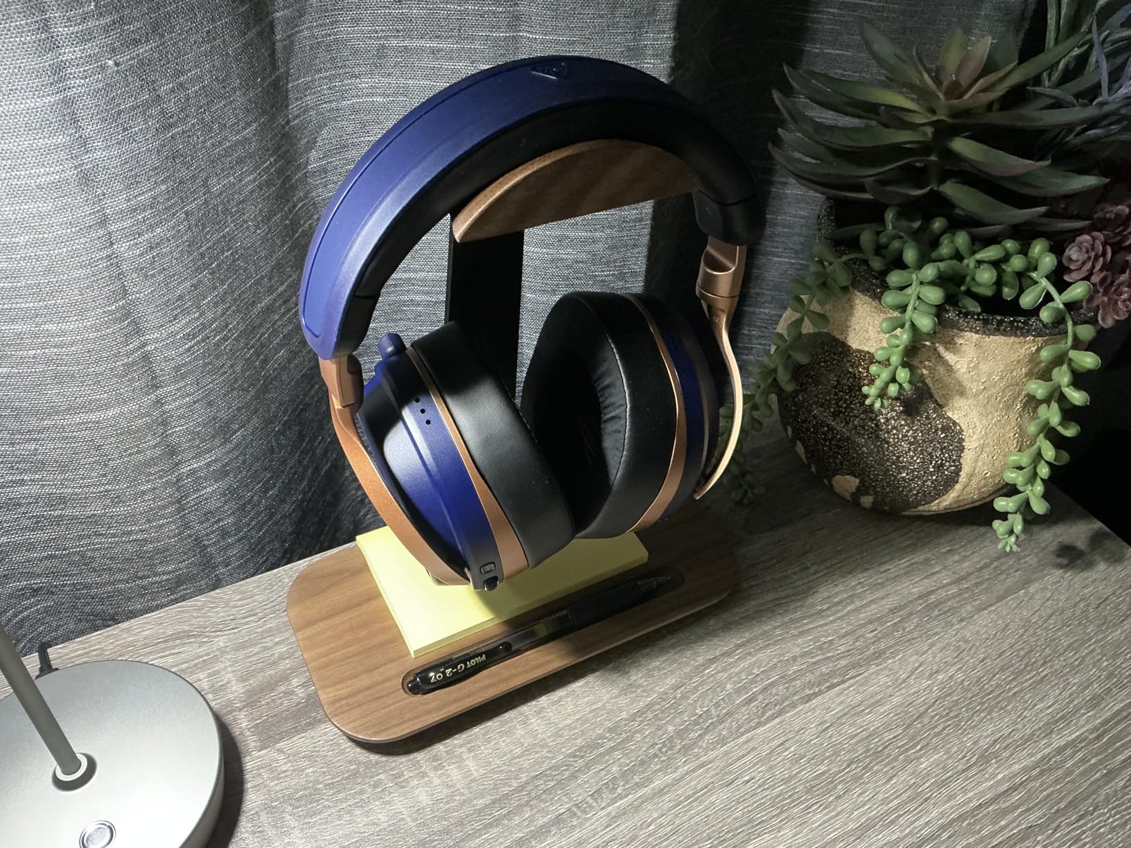 UPERGO Walnut Headphone Stand, Wood Headset Stand for Desk, Universal Headphone Holder with Storage Base for Gaming, Airpod max, Bose,Razer customer photo 2