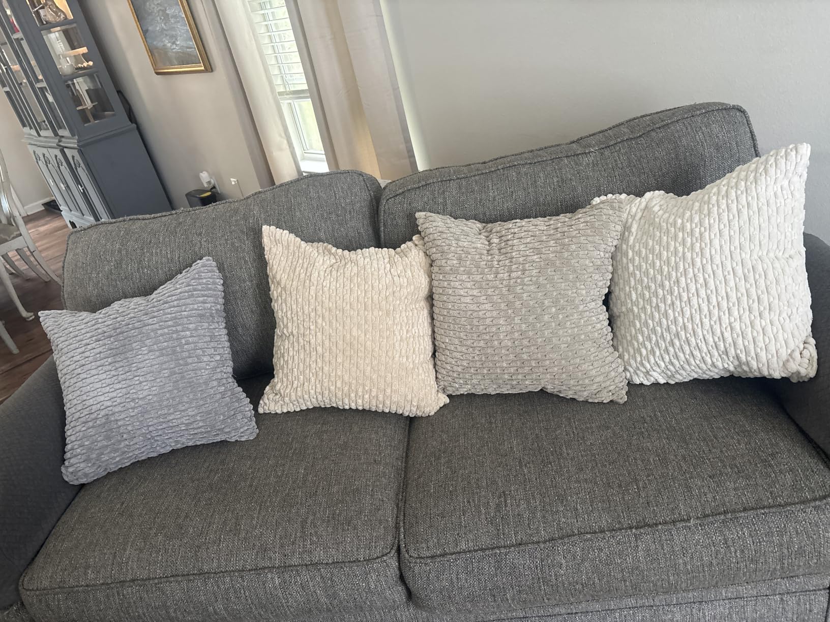 Set of 4 Neutral Decorative Throw Pillow Covers 18x18 Inch Corduroy Pillow Covers customer photo 1