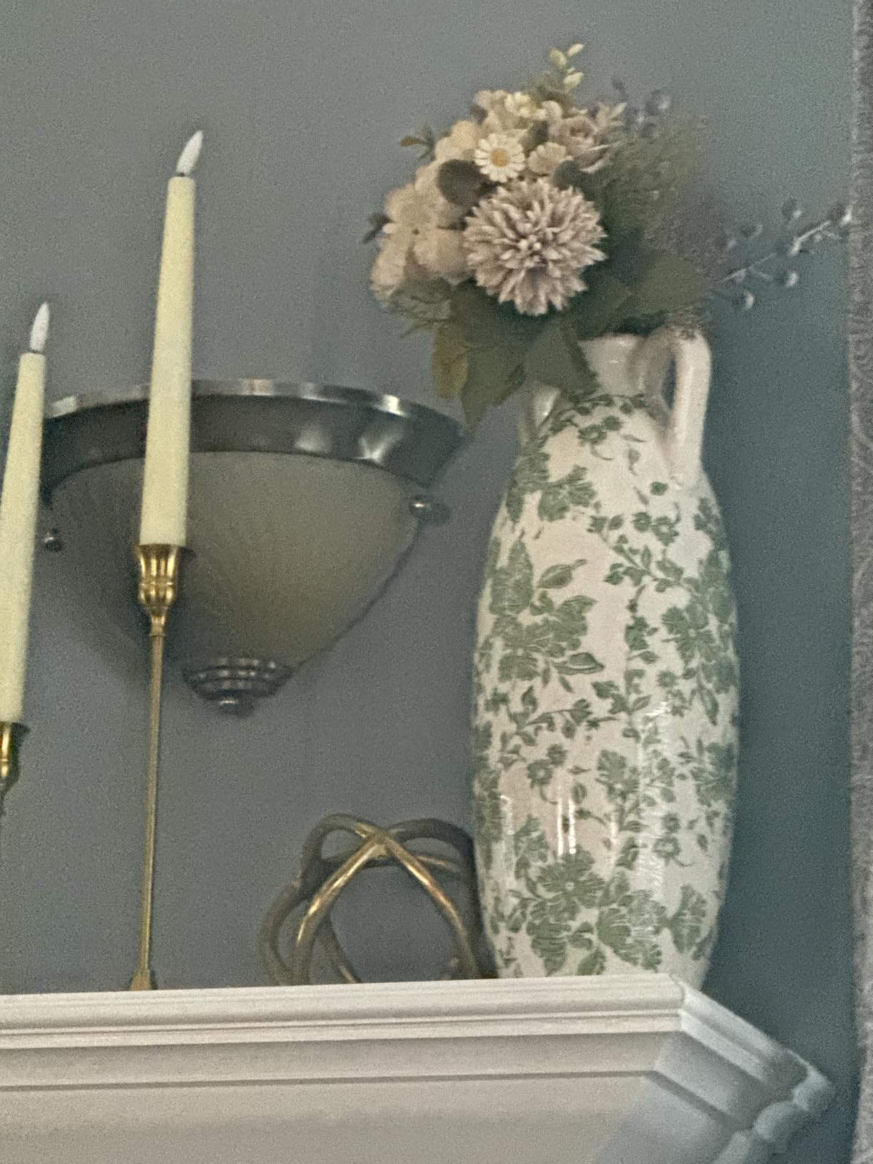 VICTOR & TERESA Blue and White Floor Vase for Pampas Grass, 14'' Tall Vase for Home Decor, Ceramic Farmhouse Decorative Large Vases for Flower, Mantel, Living Room, Shelf, Centerpieces, Gift for Her customer photo 1