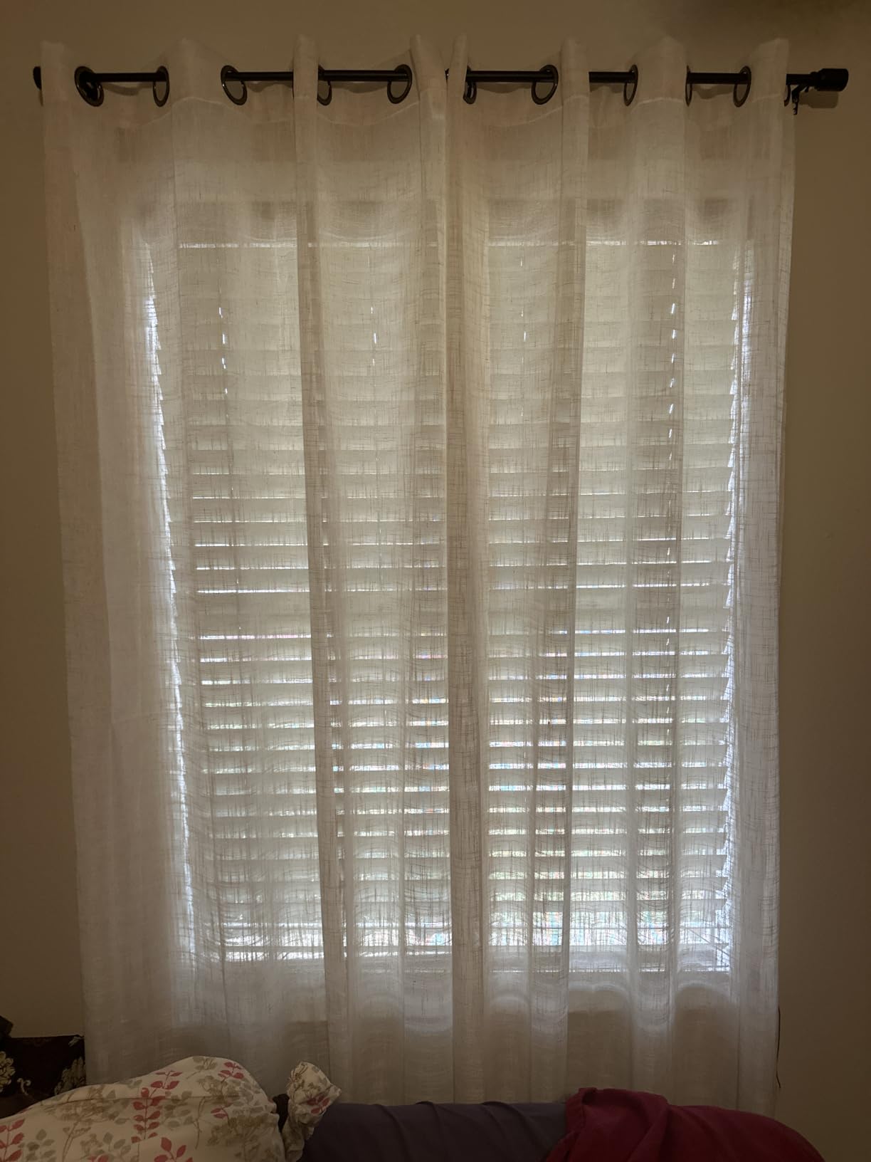 LAMIT Cream Ivory Linen Semi Sheer Curtains 84 inch Length for Bedroom | Light Filtering, Living Room Curtains, Soft Thick Neutral, Drapes for Farmhouse, Bronze Grommet, 2 Panels, 52 x 84 Inch customer photo 2