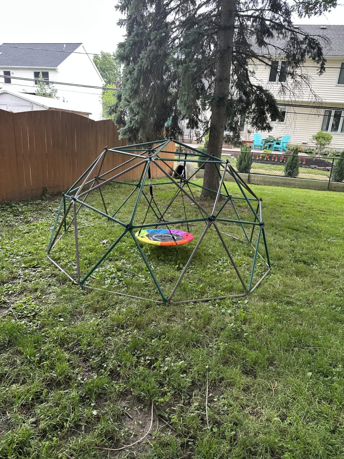 Hapfan 10 ft Climbing Dome Swing Set with Saucer Swing for Kids 3-12 | Jungle Gym for Kids Outdoor Backyard, Supports 800lbs, 3D Setup Video, Rust-Resistant Outdoor Playset, Moveable for Mowing customer photo 1