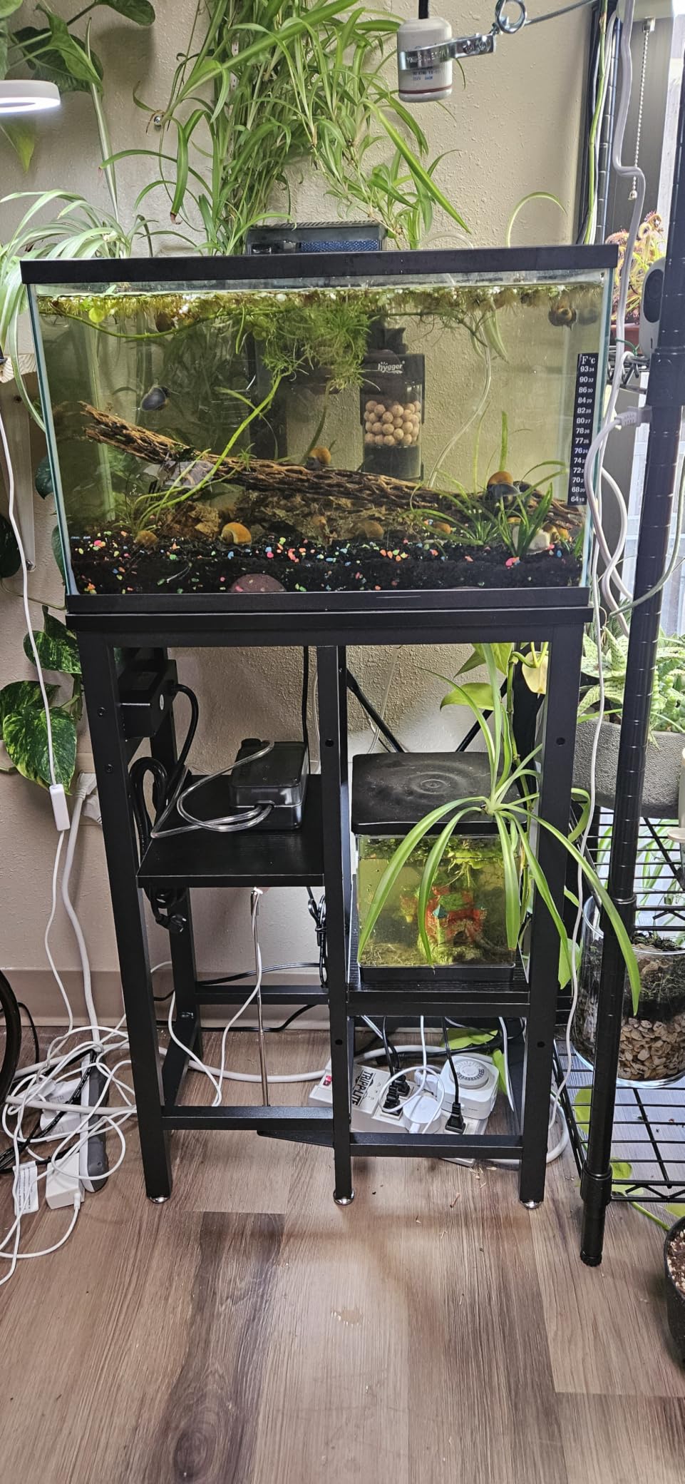 Bestier 20-29-37 Gal Fish Tank Stand with Power Outlet, Rustic Brown, 30x13 | 6-Leg Steel Frame, 3-Tier Adjustable Shelves for Filters Storage, 400Lbs Capacity, 5-In-1 Power Outlet, 4 Leveling Feet customer photo 2