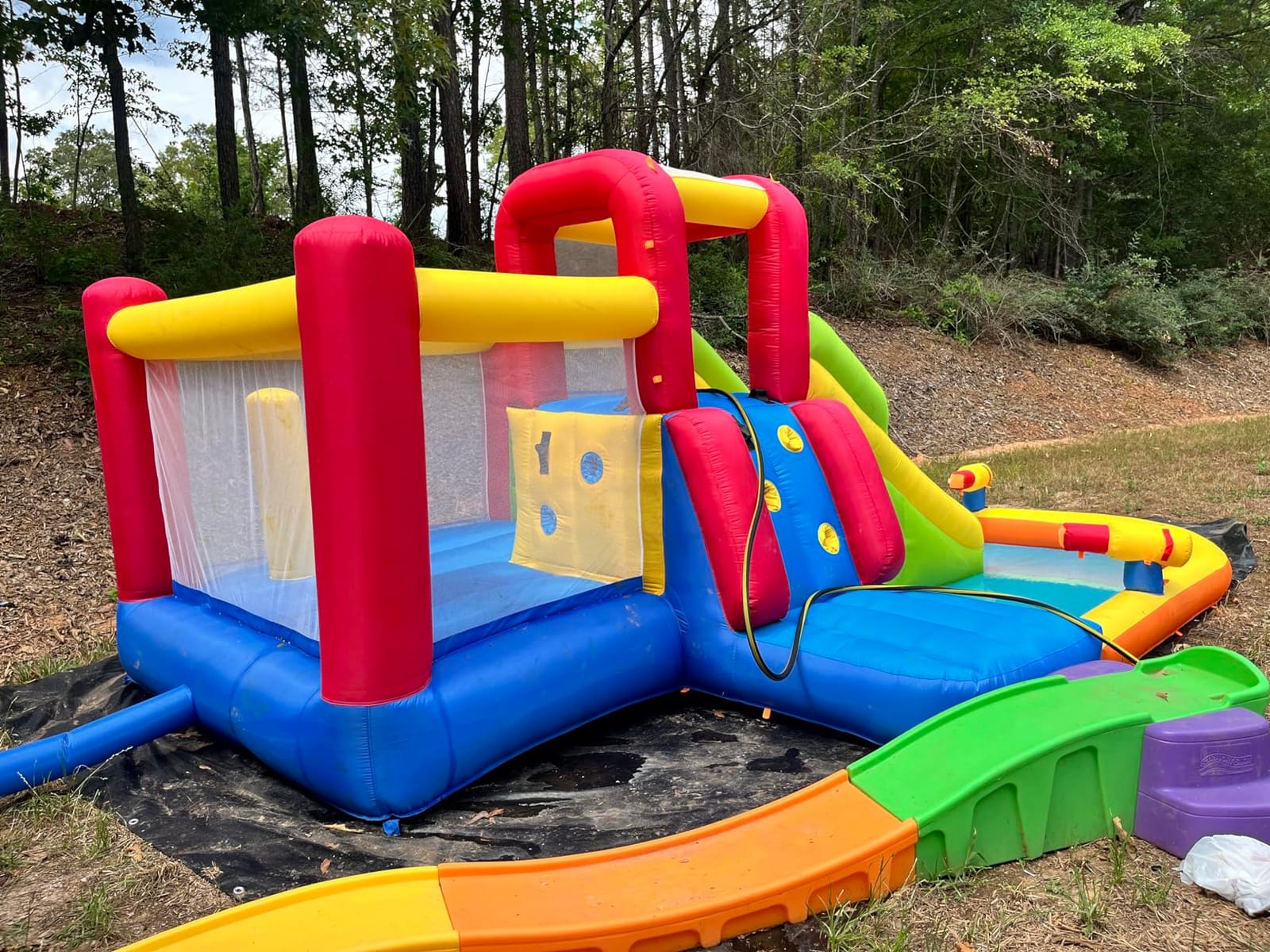 Hongcoral Inflatable Water Slide Bounce House for Kids, 12-In-1 Water Park with Splash Pool, Double Cannons, 2 Climbing Walls, Tunnel, Obstacles, Blow Up Jumping Castle With Blower customer photo 2