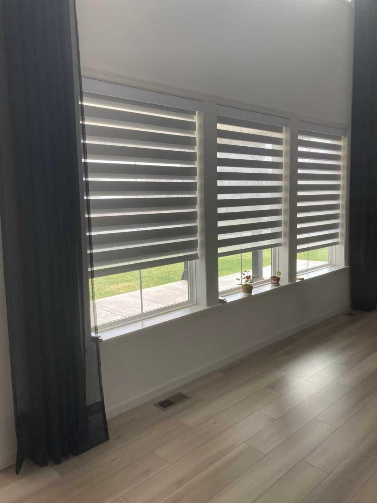 Motorized Zebra Blinds with Remote Smart Blind Work with Homekit Alexa SmartThings Electric Day and Night Shade Cordless Automatic Solar Powered Window Shade Customize(Classic White) customer photo 1