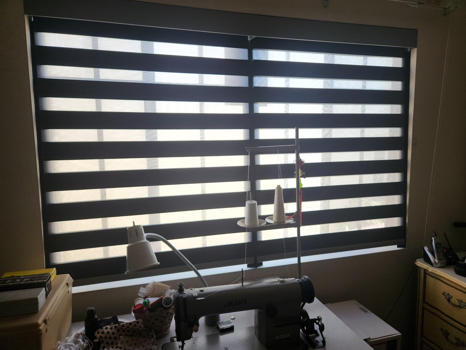 Motorized Zebra Blinds with Remote Smart Blind Work with Homekit Alexa SmartThings Electric Day and Night Shade Cordless Automatic Solar Powered Window Shade Customize(Classic White) customer photo 2
