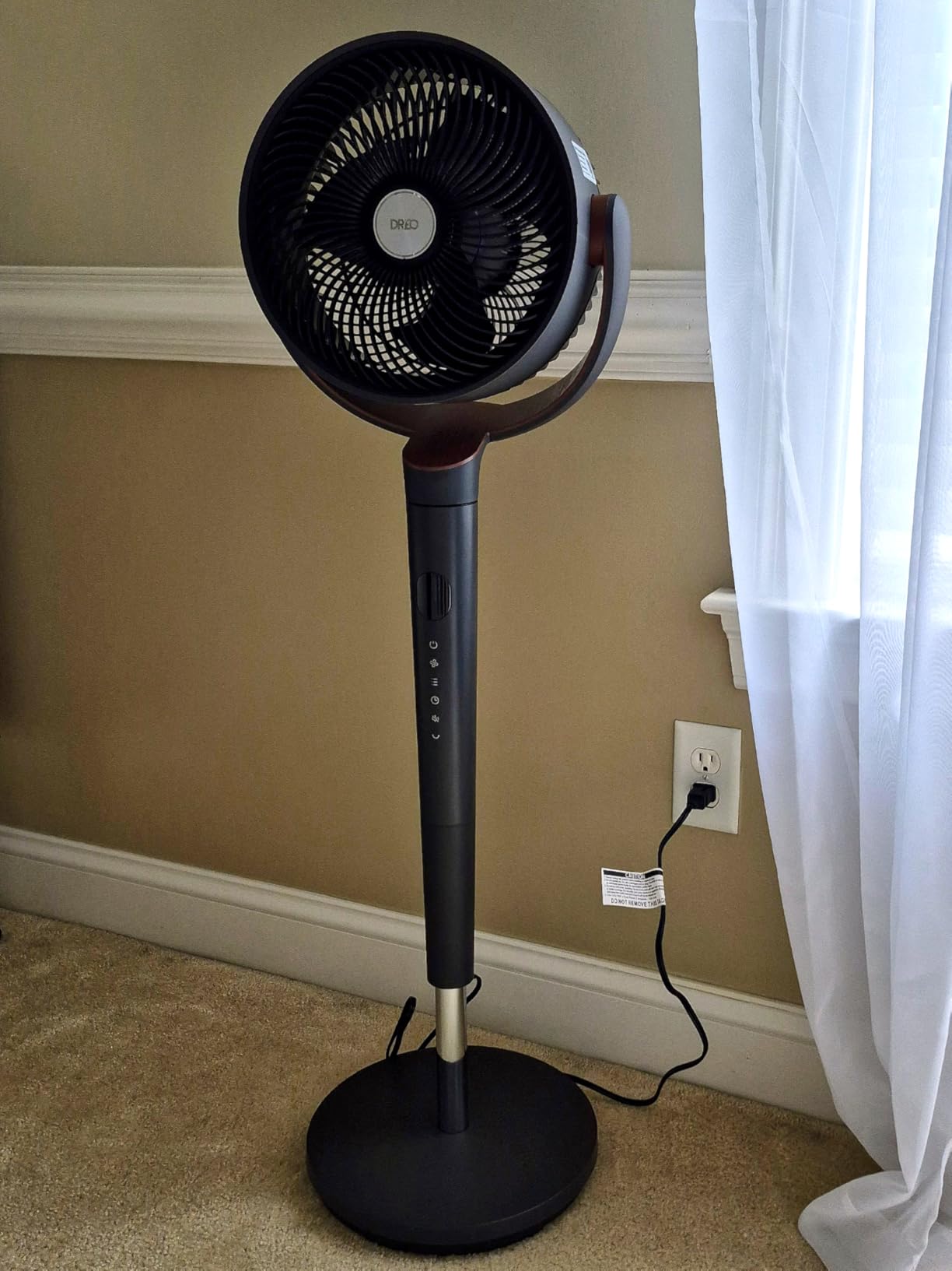 DREO Pedestal Fan for Bedroom, 100ft Airflow, Quiet DC Motor Standing Fan customer photo 1