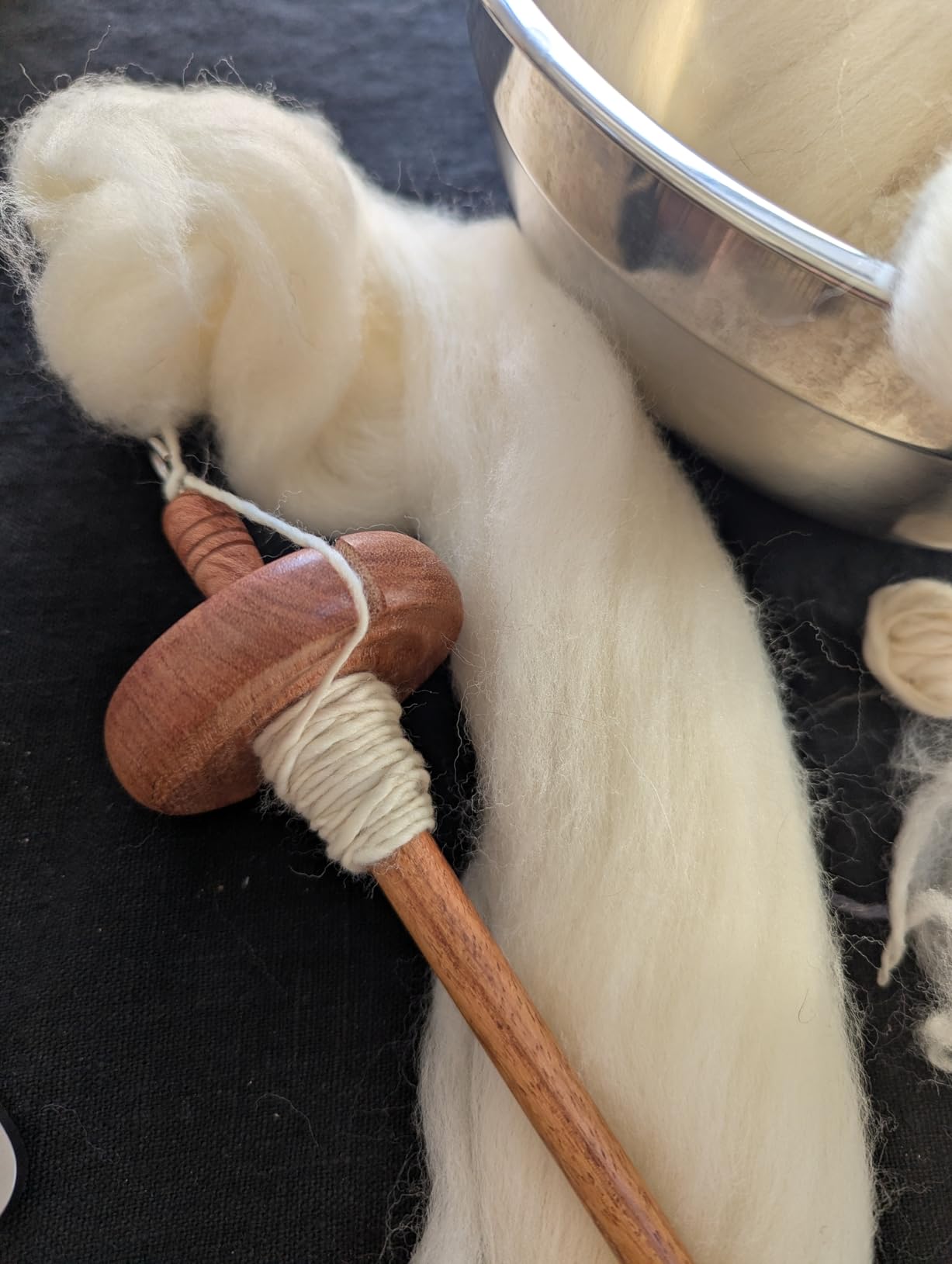 SAVINA Wooden Top Whorl Drop Spindle for Hand Spinning Wool Roving into Yarn, Hardwood Spinning Tool for Beginners and Experienced Spinners customer photo 1