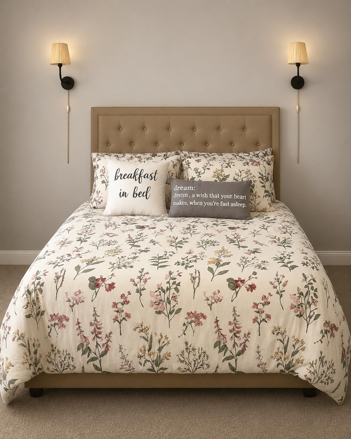 OAITE Duvet Cover Set,100% Cotton Comforter Cover with Leaf Pattern Duvet Cover Set,Soft Bedding Set Includes with 3 Piece (2 Pillow Shams,1 Duvet Cover) customer photo 1