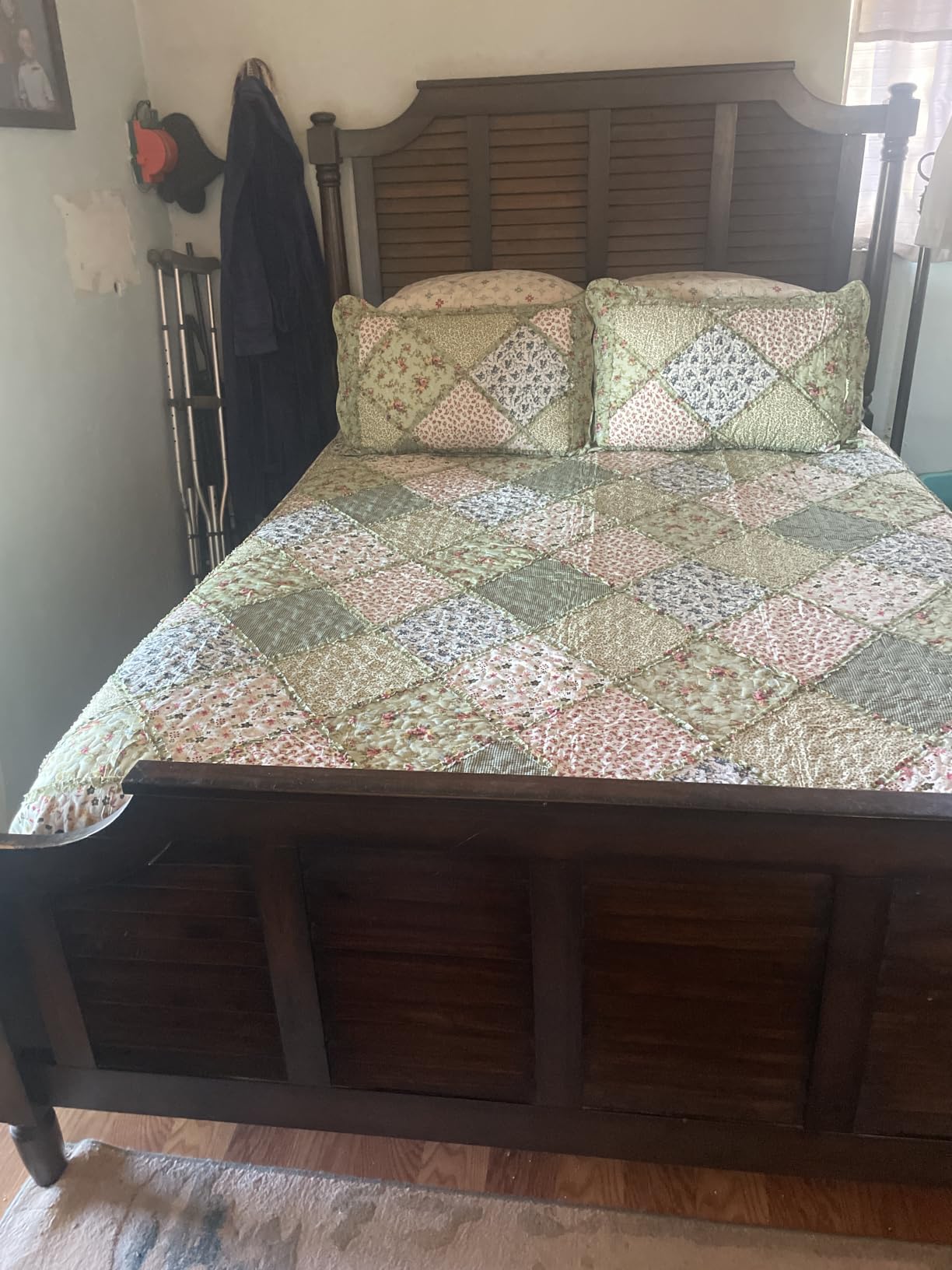 Oversized King Size Quilt Set 128x120 Blue Floral Patchwork Bedspreads Set | 3-Piece Extra Wide Super King Size Bedding Set Reversible Quilted Coverlet Lightweight Comforter Bed Cover with 2 Pillowcases customer photo 1
