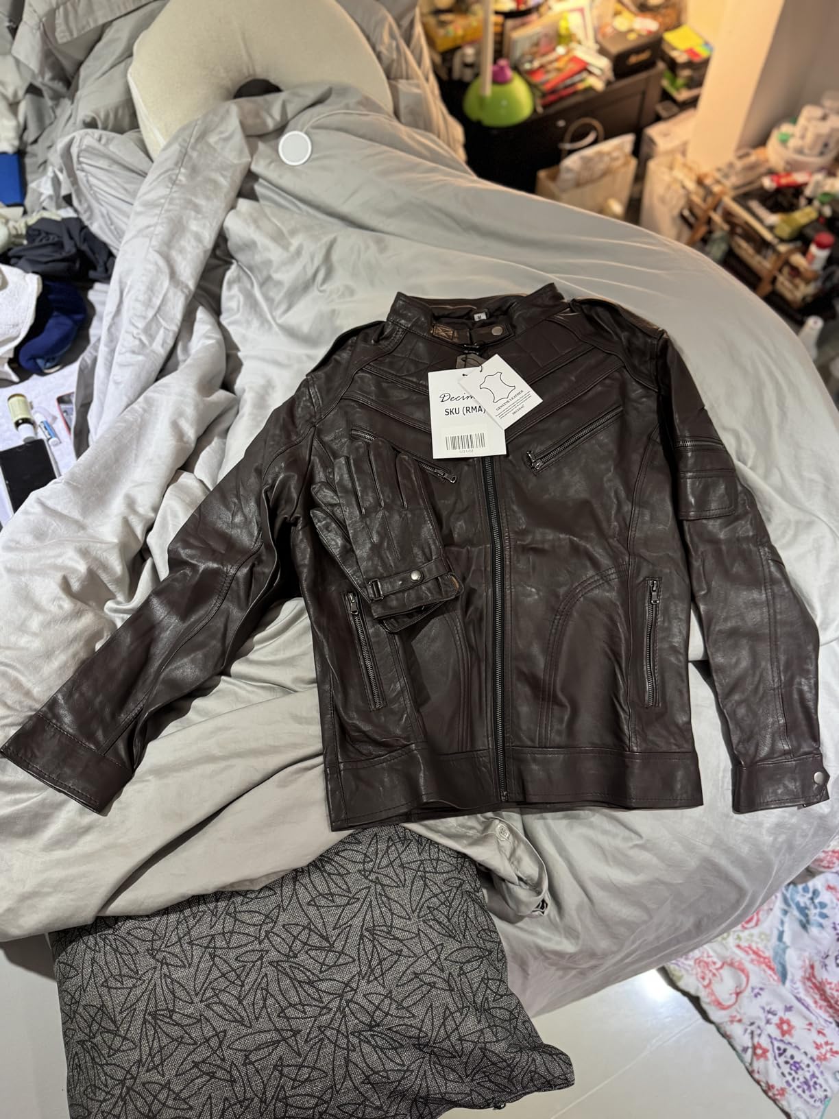 DECIMAL Men's Black Genuine Lambskin Leather Biker Jacket VINTAGE REAL MOTORCYCLE JACKETS FOR MEN customer photo 2