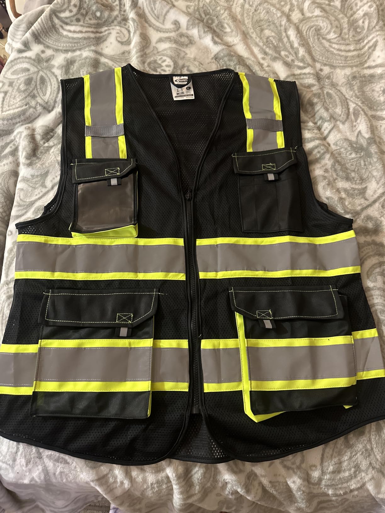 JKSafety Safety Vest for Men Women Hi Vis Reflective Vest JK220 Black L | ANSI Standards 5 utility Pockets 4 Reflective Strips High Visibility Mesh Fabric Construction Safety Apparel Neon for Work customer photo 1