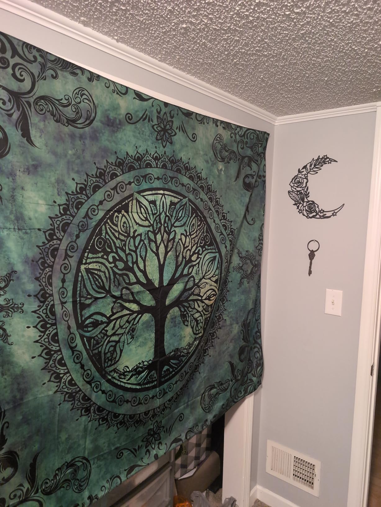 Apdidl Green Boho Tapestry for Bedroom, Hippie Tree of Life Wall Tapestries | Indian Bohemian Wall Hanging Aesthetic, Vintage Floral Tree Cool Wall Art Backdrop for Dorm Living Room Decor (51