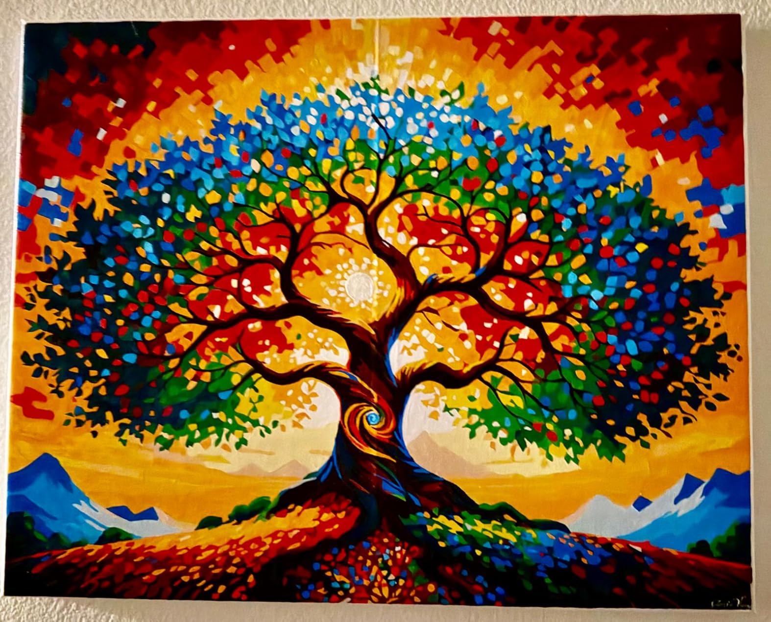 ldazao Tree of Life Paint By Numbers for Adults Beginner Stained Glass Painting Kit Color By Numbers for Adults Canvas DIY Acrylic Adults' Paint-By-Number Kits 20 X 16 Inches customer photo 1