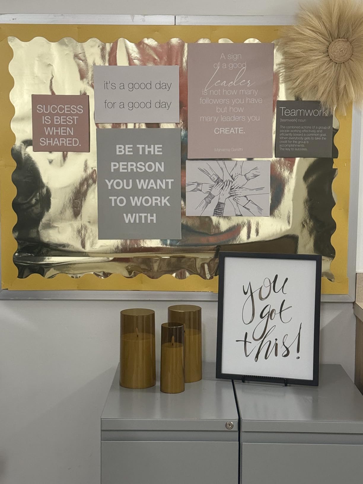 YEOION Office Wall Decor-Motivational Teamwork Office Wall Art Canvas Frame Set of 6-Team Work Leadership Workplace Bulletin Board Break Room Wall Decoration-Teamwork Gifts for Team Leader Boss customer photo 1