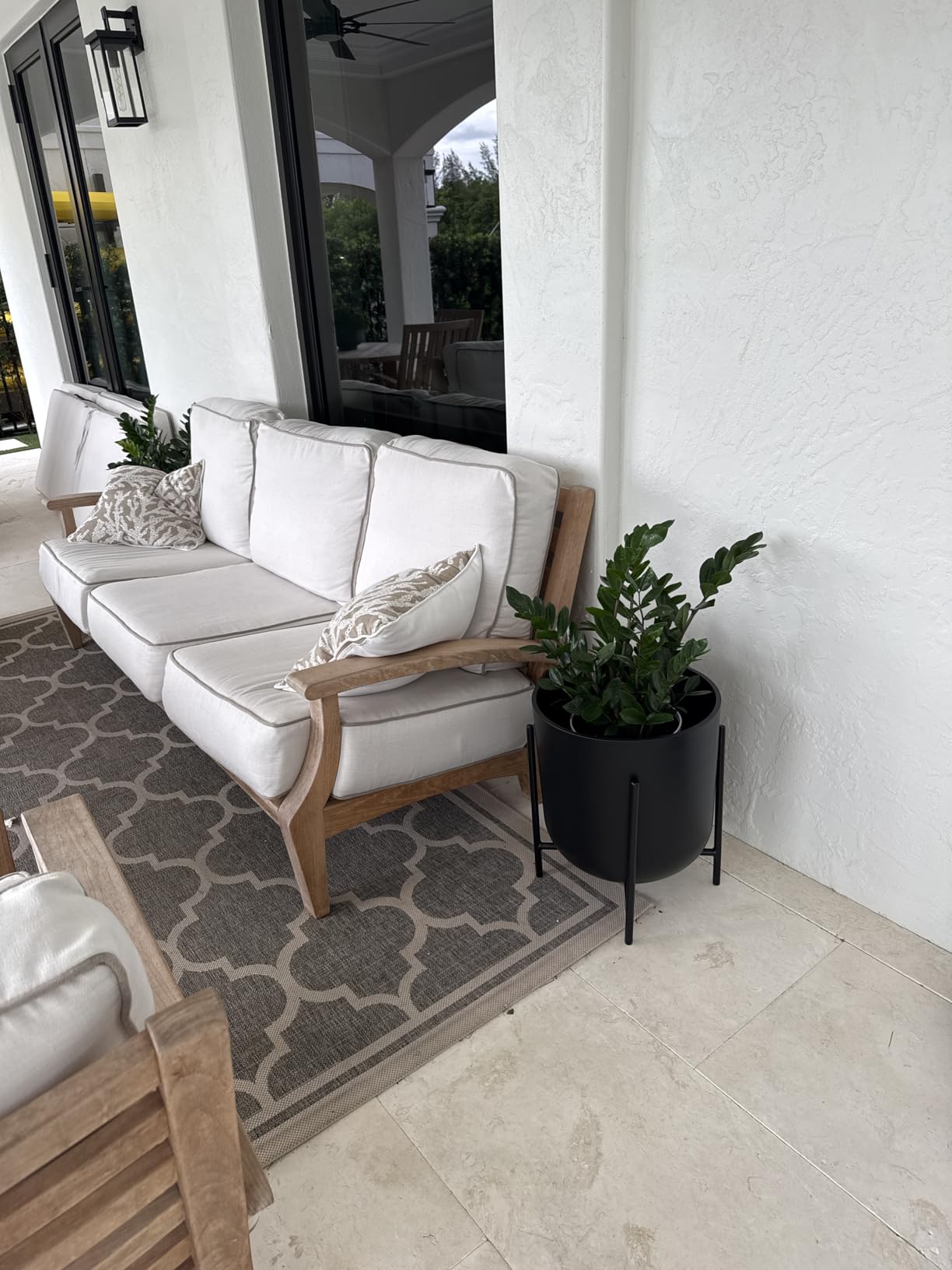 Veradek Mason Series Raised Lima Planter - Round Planter for Patio/Balcony | Plastic-Stone Composite w/Metal Plant Stand | Modern Decor for Plants customer photo 1