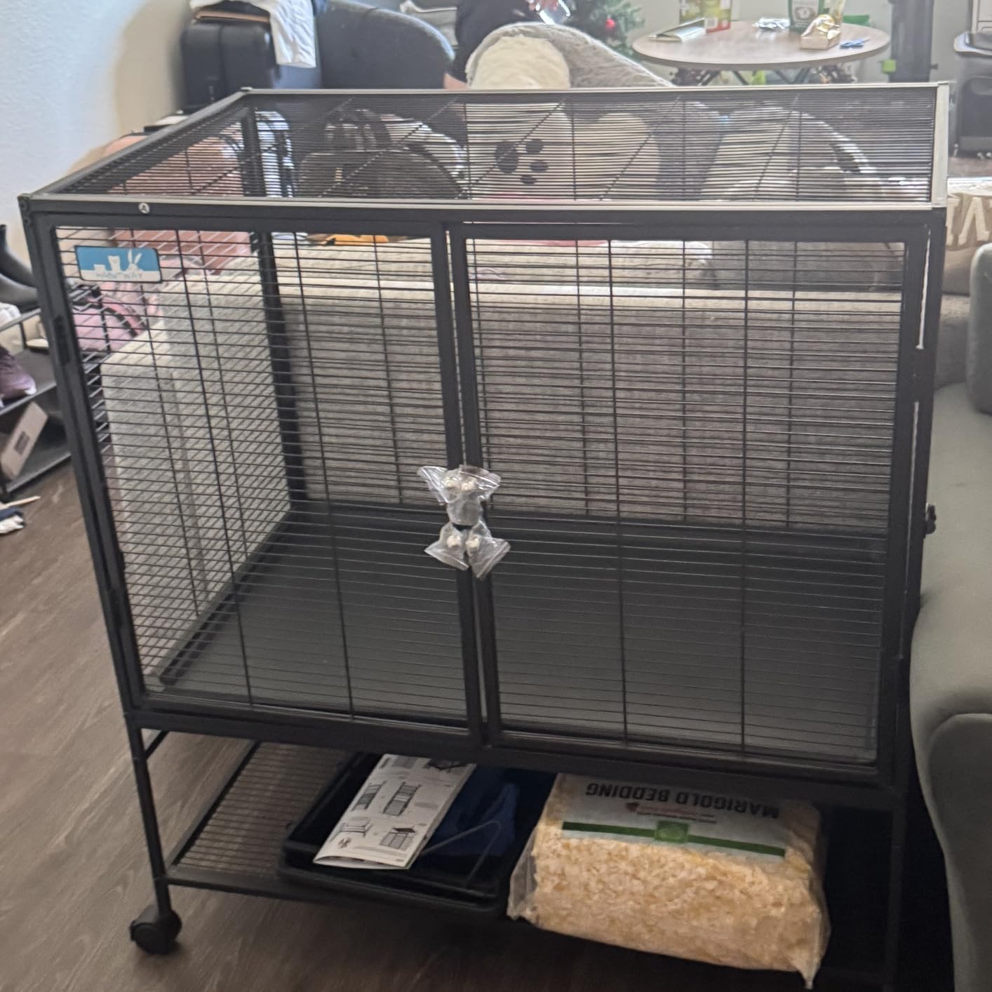 HABUTWAY 36.5''H Large Metal Rolling Ferrets Cage, 2-Tiers Small Animal Cages, Cage for Rats/Chinchillas, 0.5'' Bar Spacing for Ferret, Small Animal Cage w/Removable Ramp & Platform customer photo 1