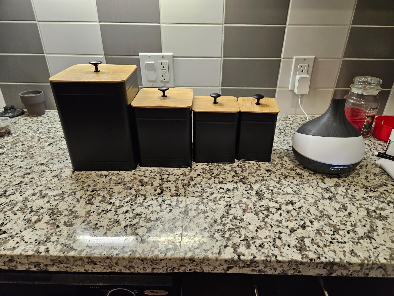 PERFNIQUE Kitchen Canisters, Airtight Canister Sets for Kitchen Counter, Kitchen Canisters for Countertop Set of 4, Coffee Tea Sugar Flour Spice Tin Jars Food Storage Container with Lid(White) customer photo 2