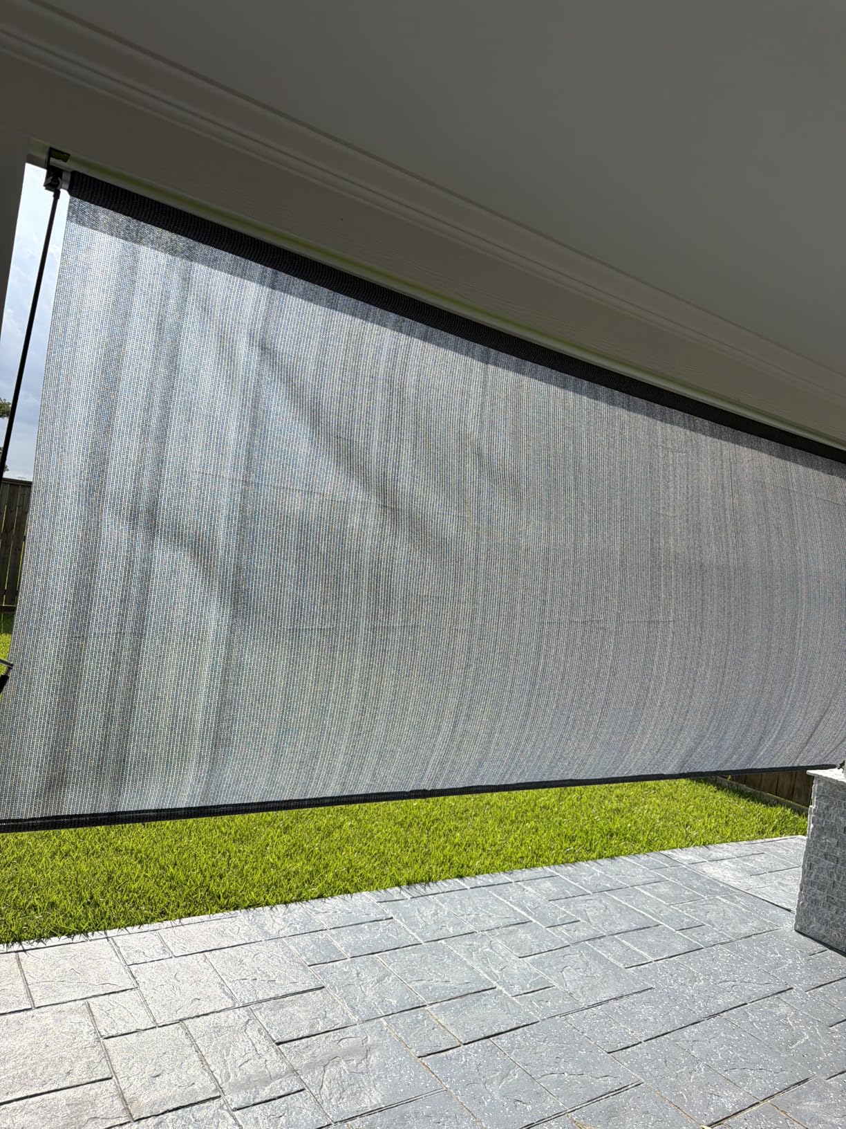 Amagenix Outdoor Roller Shade 8'(W) X 8'(H), Exterior Cordless Patio Shades Roll Up Outdoor Blinds with 90% UV Protection, Two-Section Poles with One-Piece Fabric, Grey customer photo 2