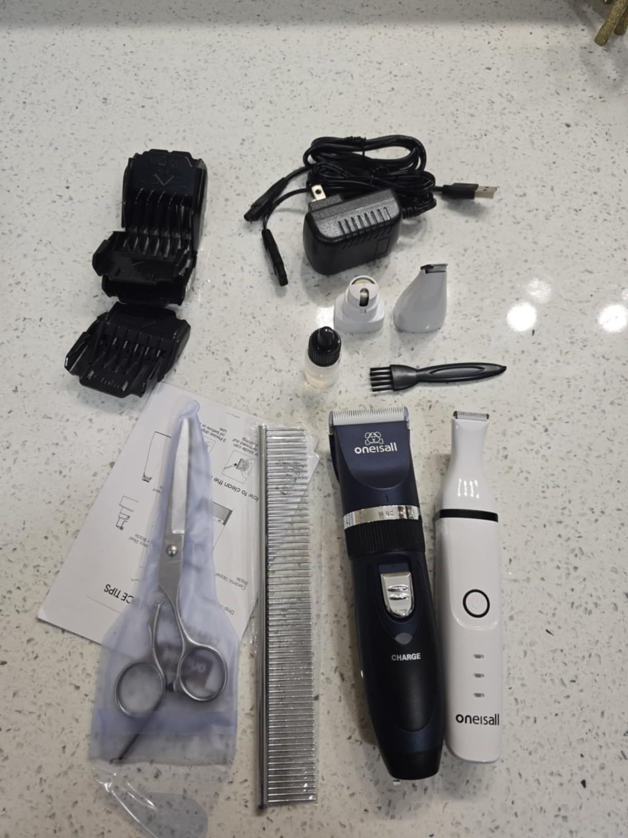 oneisall Dog Clippers and Paw Trimmer Grooming Kit - Low Noise, Powerful Motor, 3-in-1 Dog Trimmers+Nail Grinder, Long-Lasting Battery&Cordless, For Small Medium Large Dogs customer photo 2