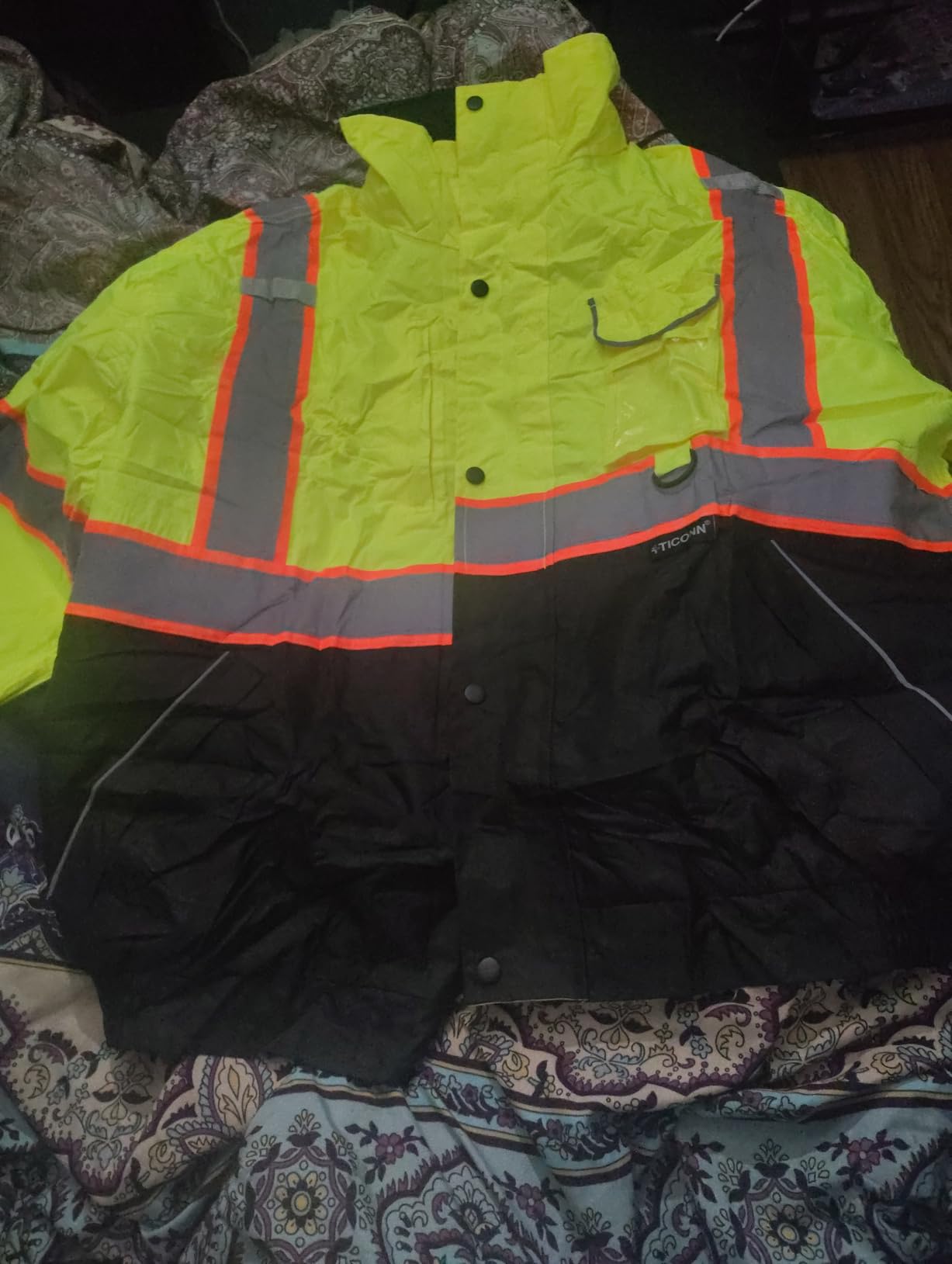 TICONN Hi Vis Safety Bomber Jacket, Fleece-Lined Waterproof ANSI Class 3 customer photo 2