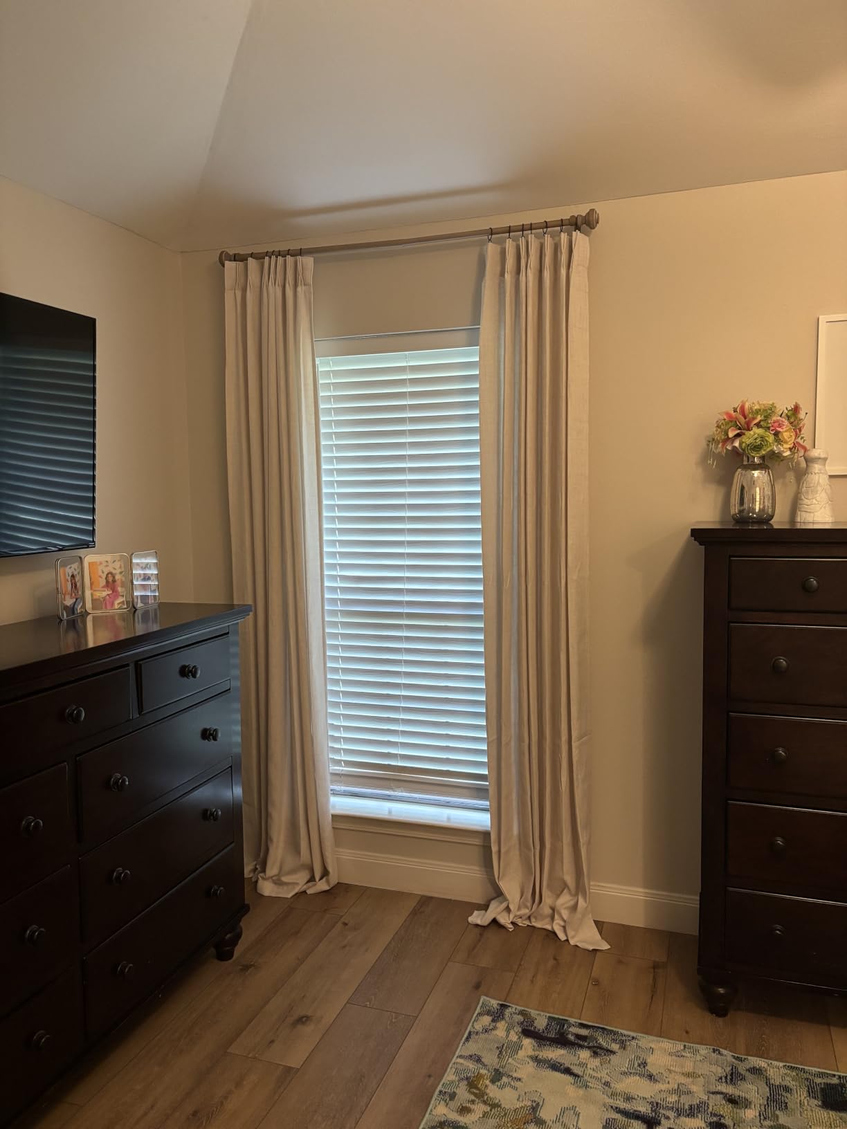 Pinch Pleated Linen Curtains 96 Inches Long for Living Room Bedroom, Light Filtering Boho Window Drape 96 inch 2 Panels Burgs with Hooks&Rings 8ft Cream Birch Sliding Glass Door Sheer Curtain Decor customer photo 1