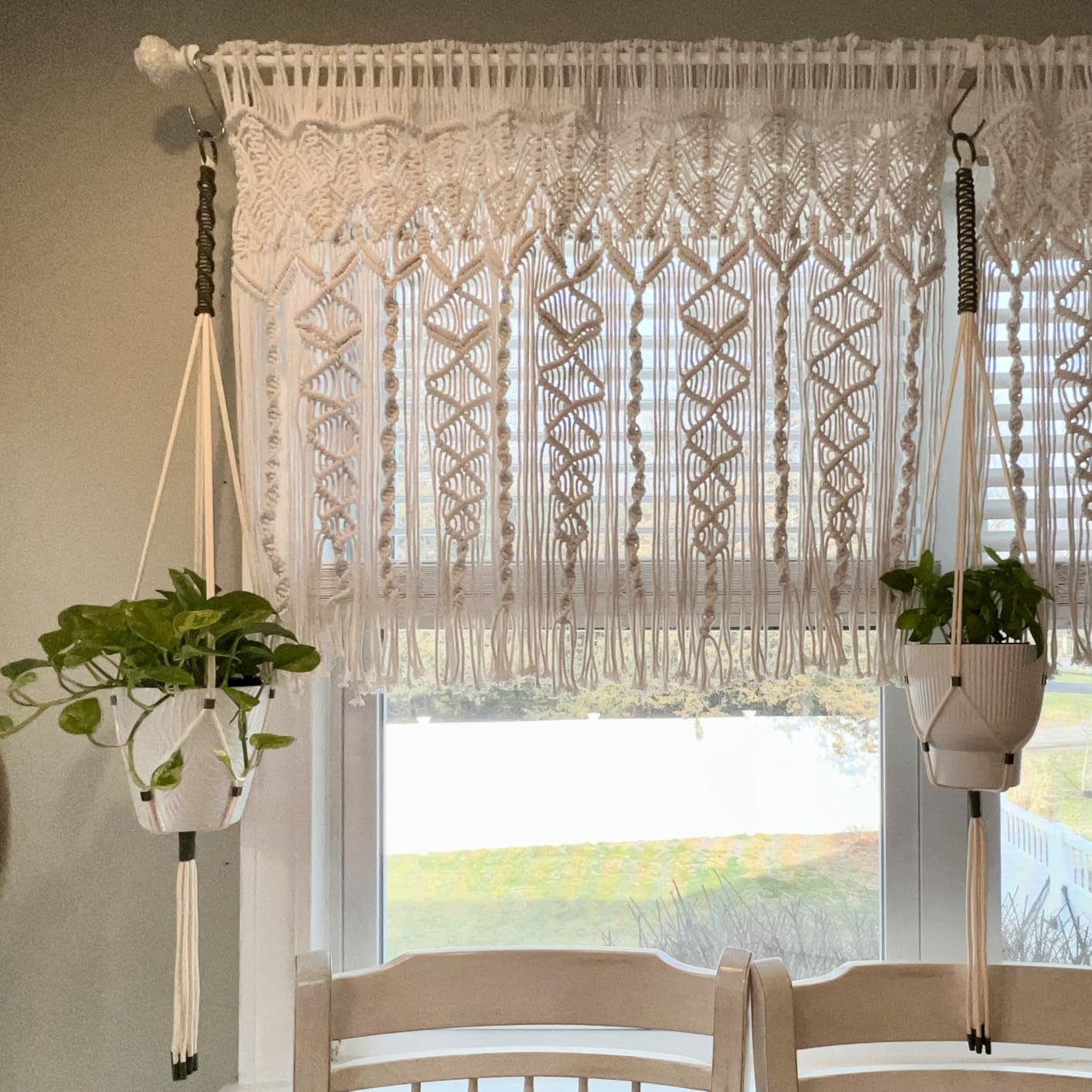 Macrame Kits for Beginners, 3 Set of Plant Hangers DIY Kit: Braided Polyester Ropes 50yds*5mm Ivory, 20yds*2mm Forest Green, 60+Pcs Supplies with Step-by-Step Easy Instructions (IVGR) customer photo 1