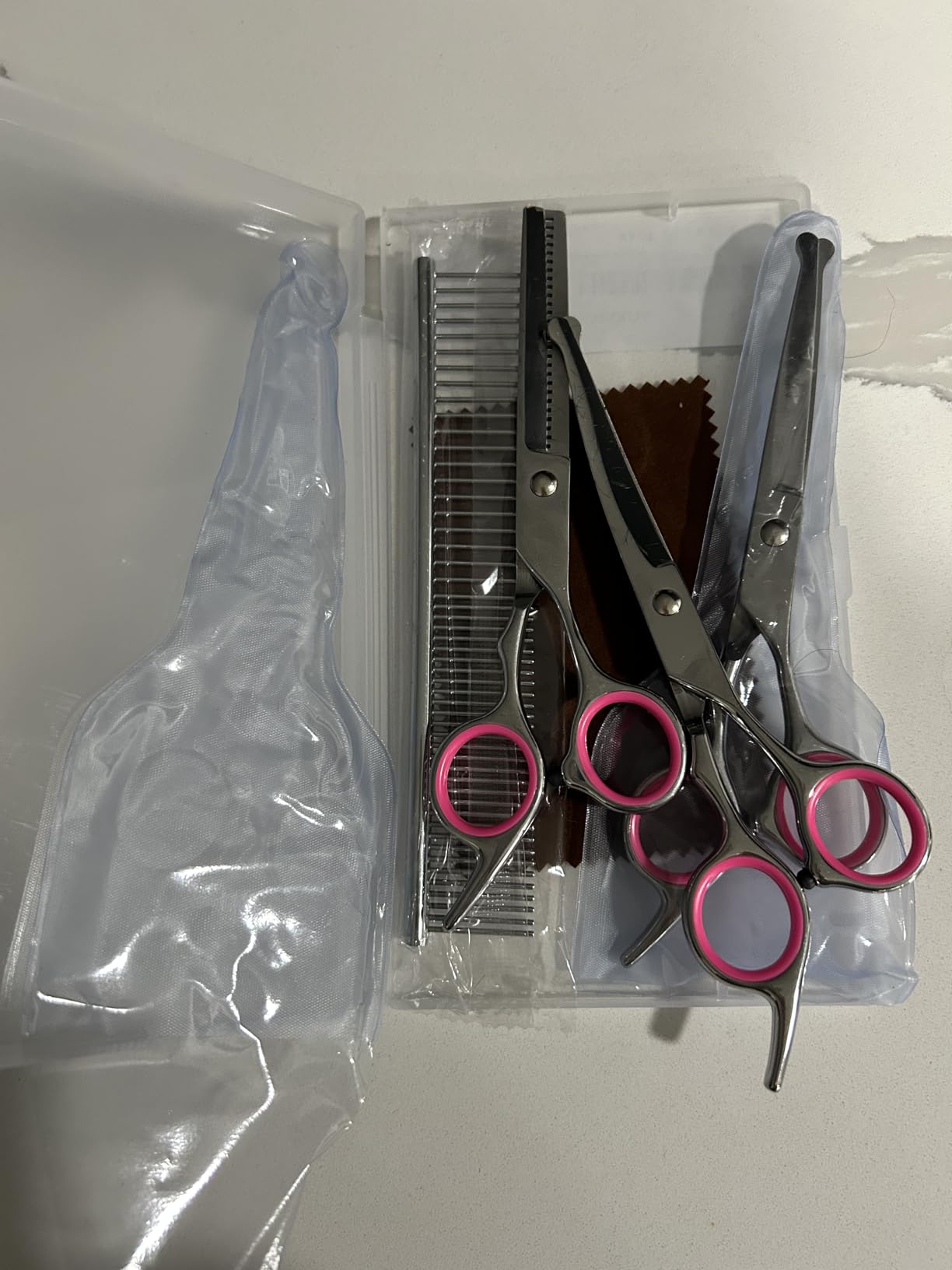 TINMARDA Dog Grooming Kit, Professional Stainless Steel Dog Grooming Scissors with Curved Shears - 5 Piece customer photo 1