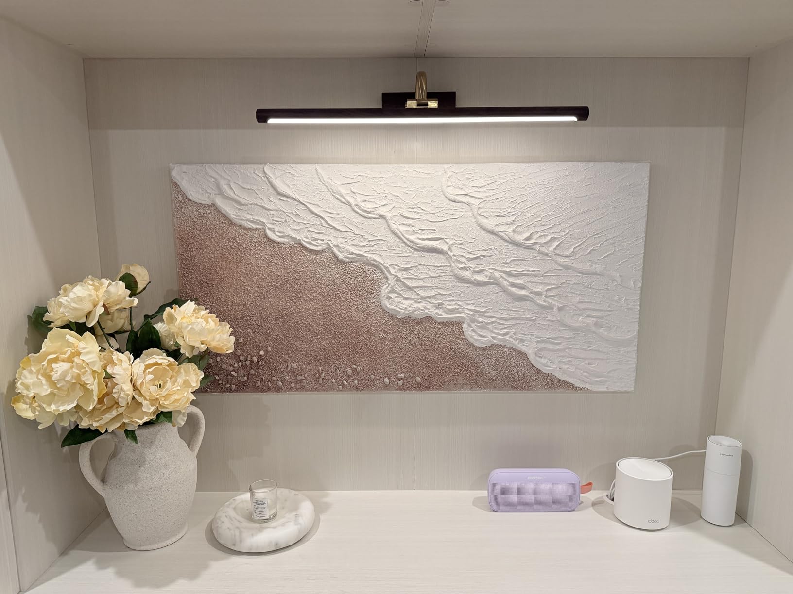 Hand-Painted Textured Wave Landscape Oil Painting 48x24 Inch Large Abstract 3D Minimalist Wall Decorative Art Framed Acrylic Painting customer photo 1
