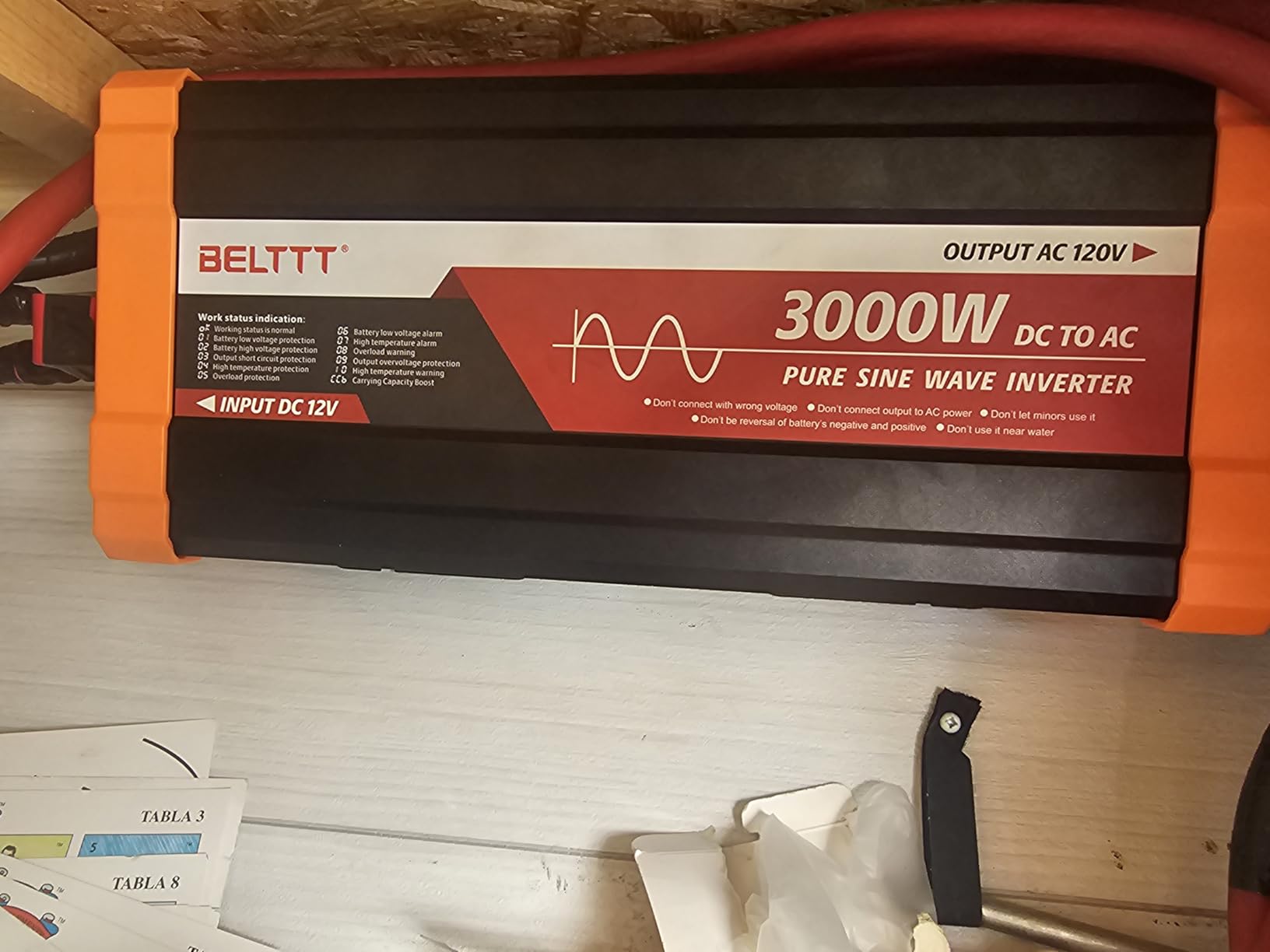 BELTTT 3000W Pure Sine Wave Inverter 12V DC to 120V AC, 6000W Peak | LCD Display, 23 ft Wired Remote, Dual AC and 20A Outlets, Hardwire Port, USB, Power Inverter for Solar, Off-Grid, RV, Truck customer photo 2