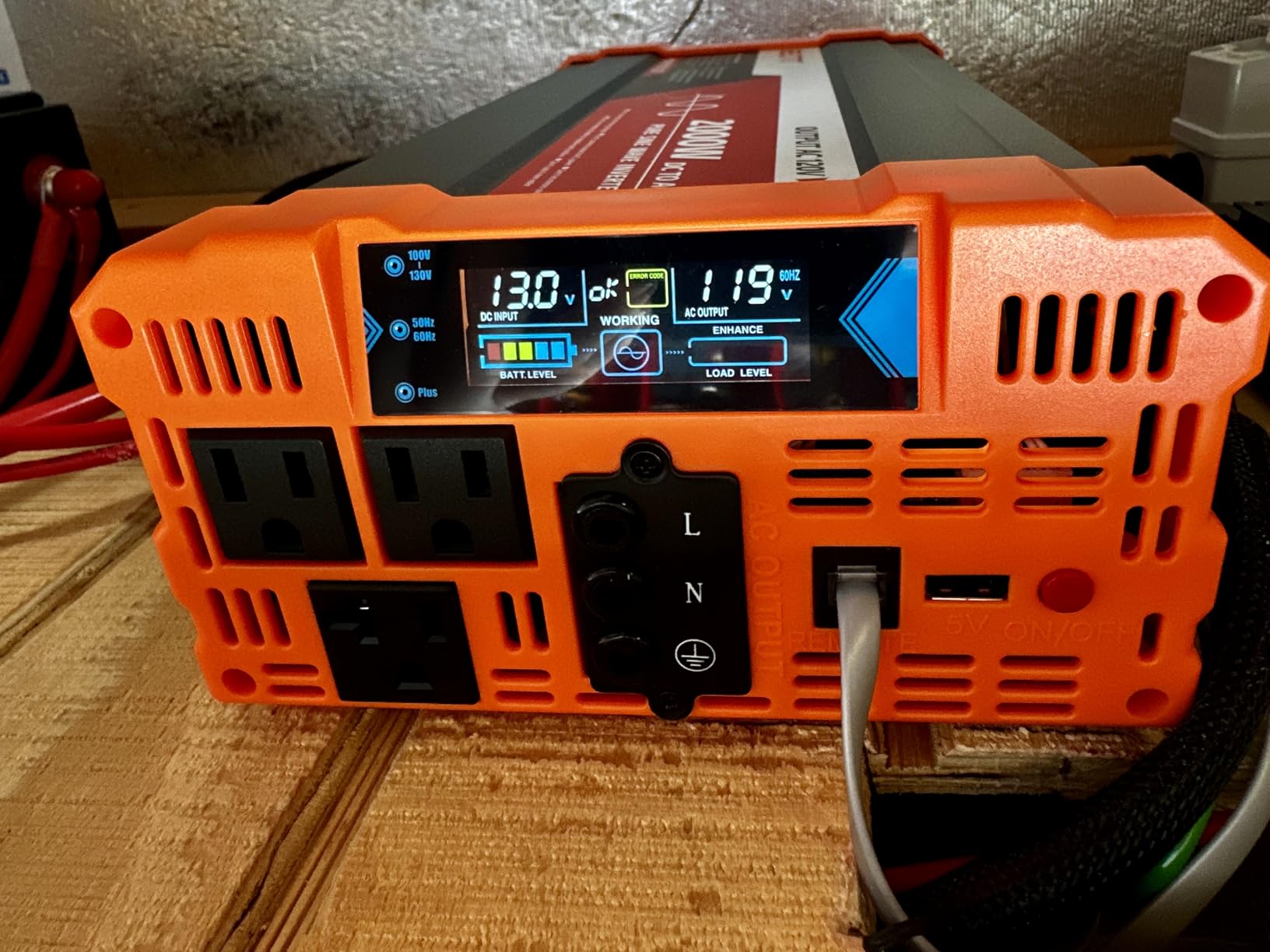 BELTTT 2000W Pure Sine Wave Inverter 12V DC to 120V AC, 4000W Surge | LCD Display, Dual AC and 20A Outlets, 23ft Remote, Hardwire Port, USB, Power Inverter for Solar, RV Truck, 93% Max Efficiency customer photo 2