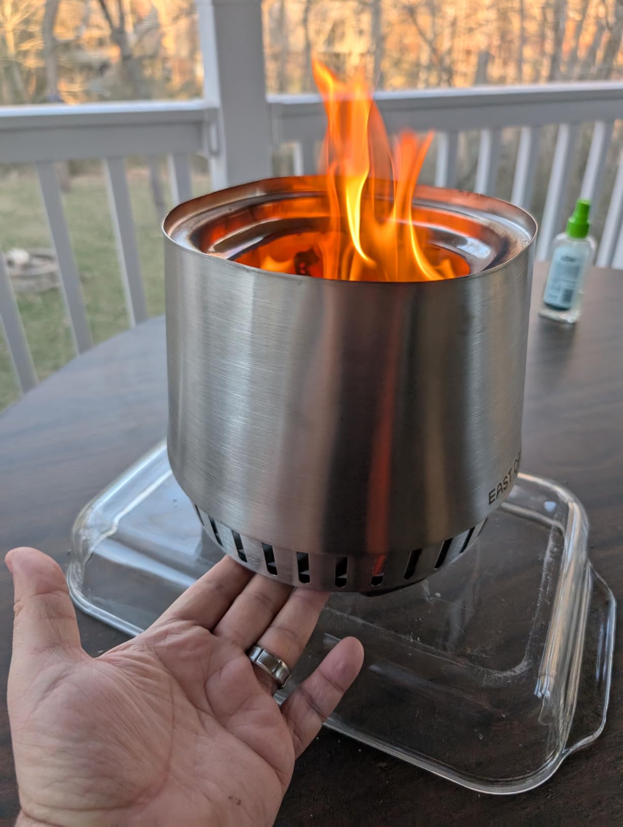 East Oak Fuoco 21 Inch Smokeless Fire Pit, Outdoor Wood Burning Bonfire Firepit with Stand, Removable Ash Pan | Portable Stainless Steel Fireplace with Carrying Bag for Outside, Patio & Backyard customer photo 1