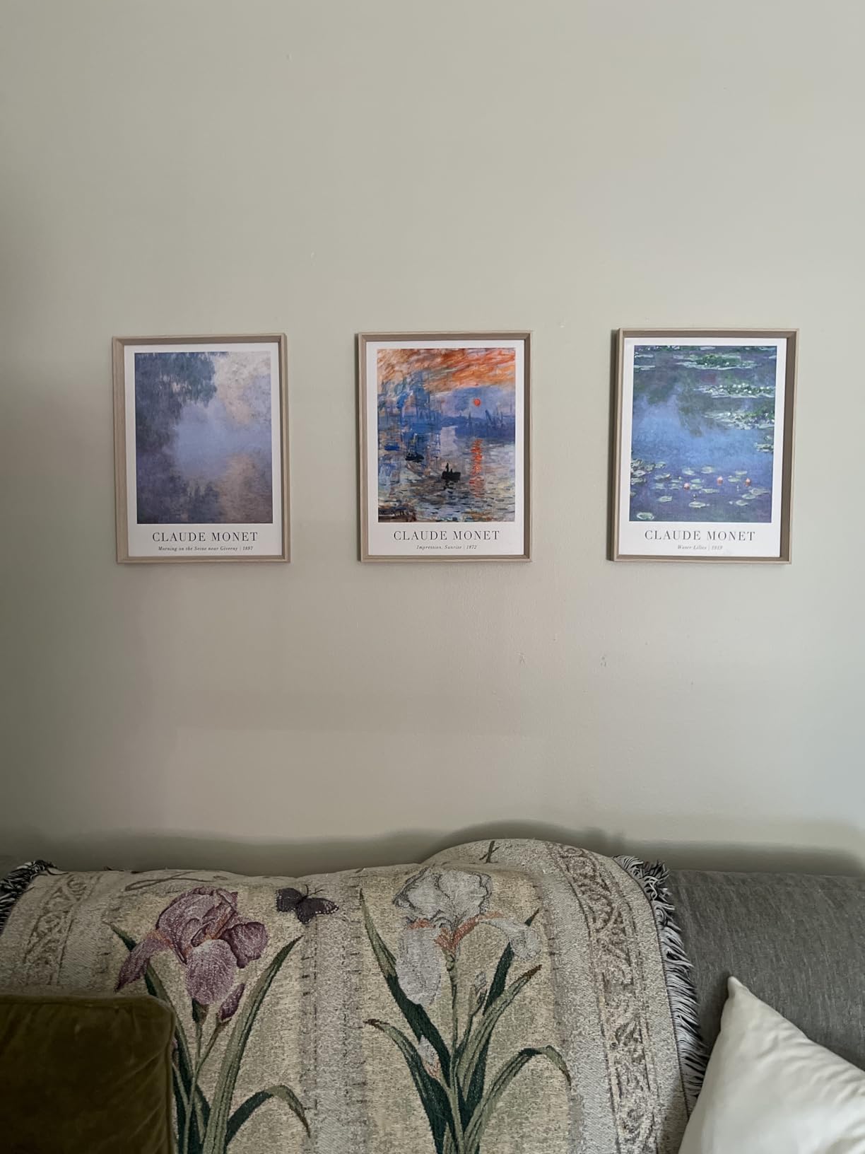 HesenDot Framed Wall Art,Claude Monet Water Lilies Vintage Canvas Prints | 16x12IN Set of 3,High Framed Design Canvas Prints,Impressionist Botanical Art,Wall Decor for Living Room Bedroom Bathroom customer photo 1