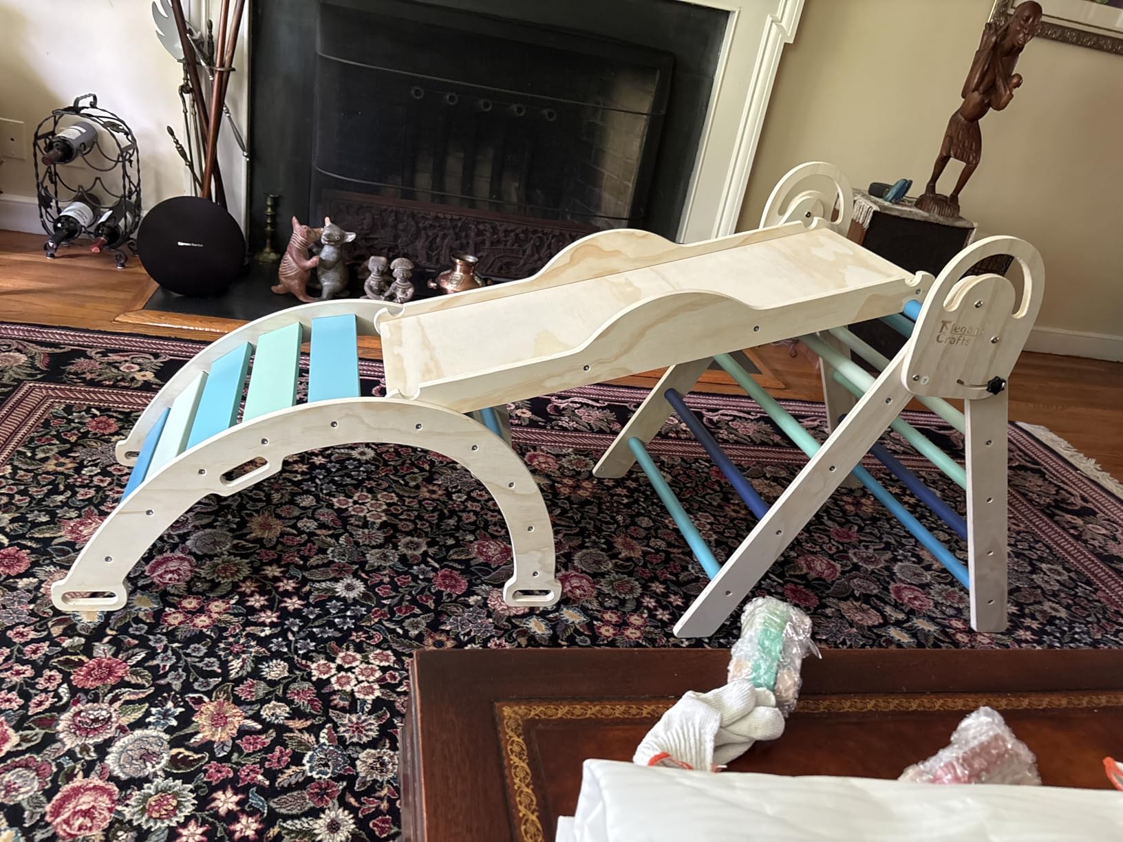 ElegantCrafts Pikler Triangle Set with Cushion, Montessori Climbing Set, Indoor Climb Toys, Indoor Playground Jungle Gyms, 9 Combinations Climbing Toy Set for Toddler, Baby, Kids 1-4 customer photo 2
