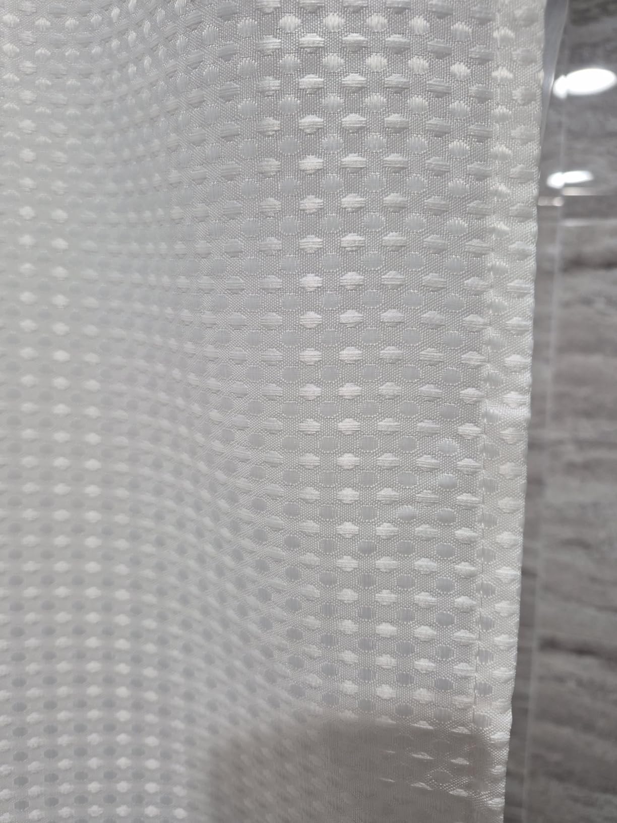 River Dream Waffle 3 in 1 Shower Curtain Set, White Fabric Shower Curtain and Clear Liner Set with Double Sided Hooks, Waterproof, 72
