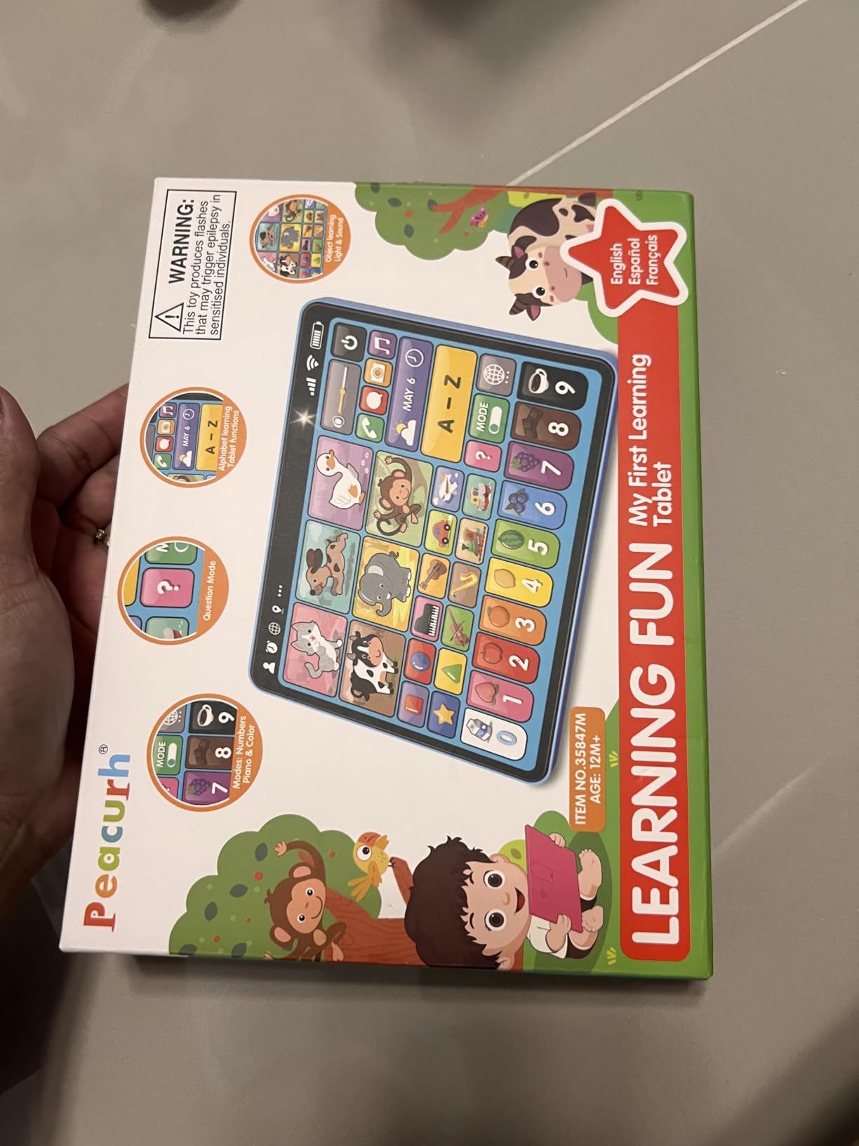 Peacurh Trilingual Learning Toy Tablet with Music & Sound, Montessori Speech Musical Therapy Toys for Toddlers Age 1-3 customer photo 2