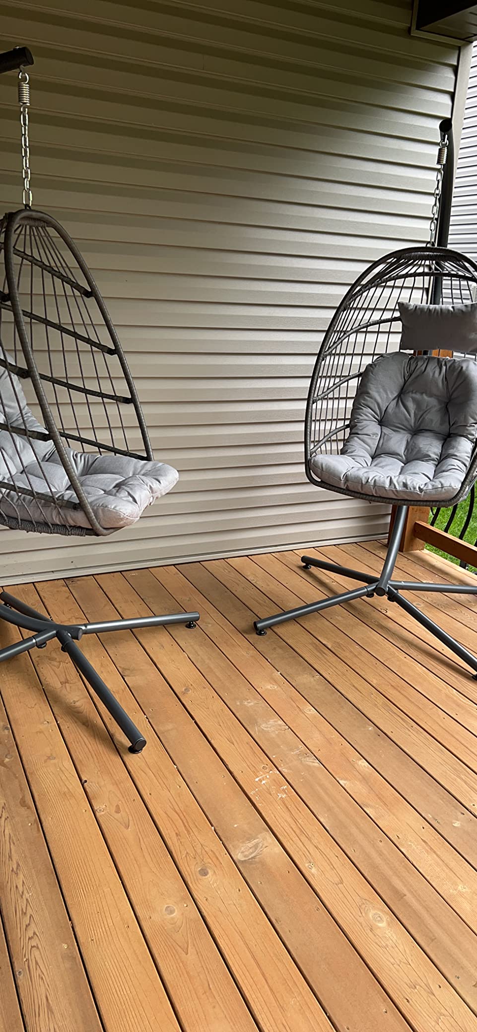 LEYCAY Hanging Egg Chair with Stand, Outdoor Indoor Egg Swing - Dark Grey customer photo 1