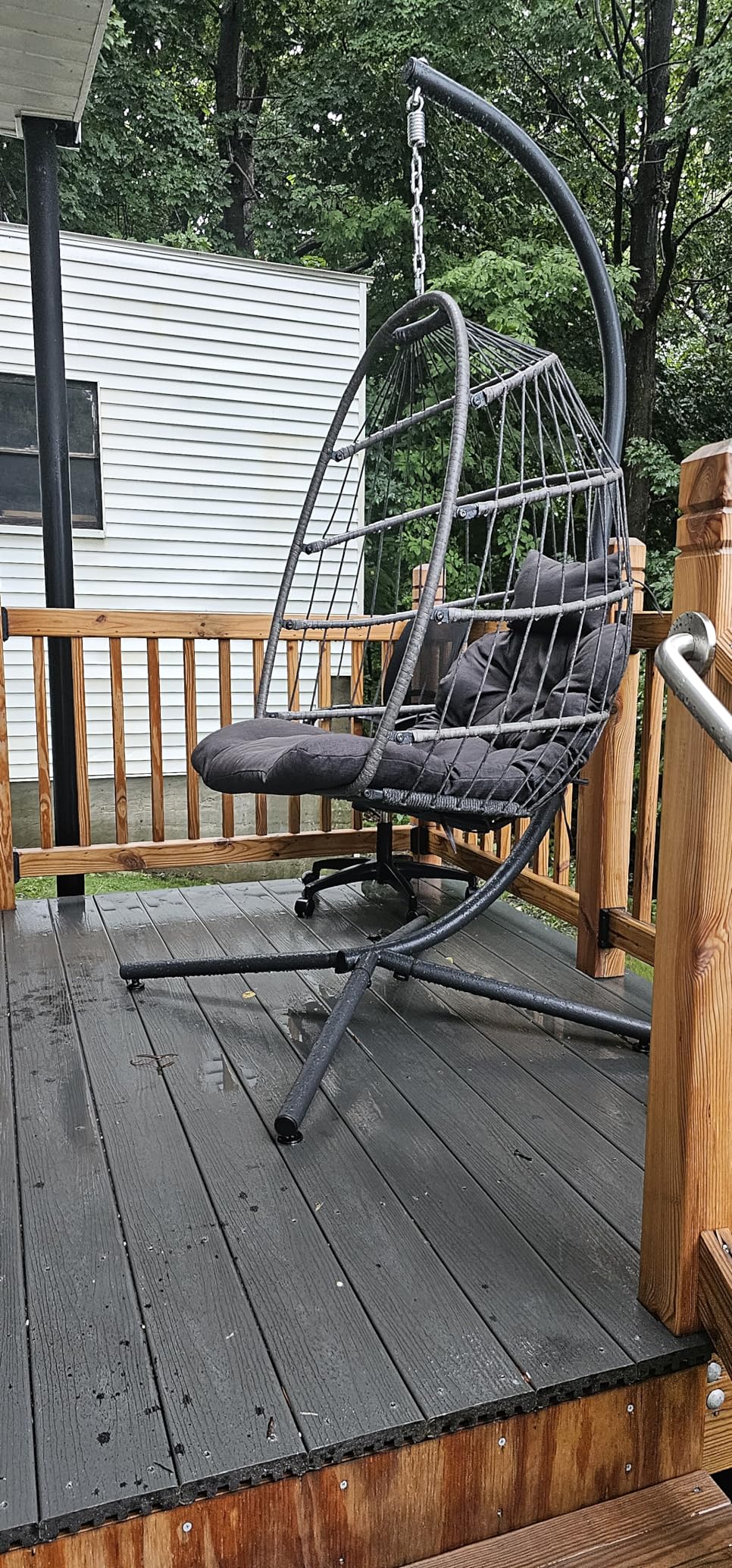 LEYCAY Hanging Egg Chair with Stand, Outdoor Indoor Egg Swing - Dark Grey customer photo 2