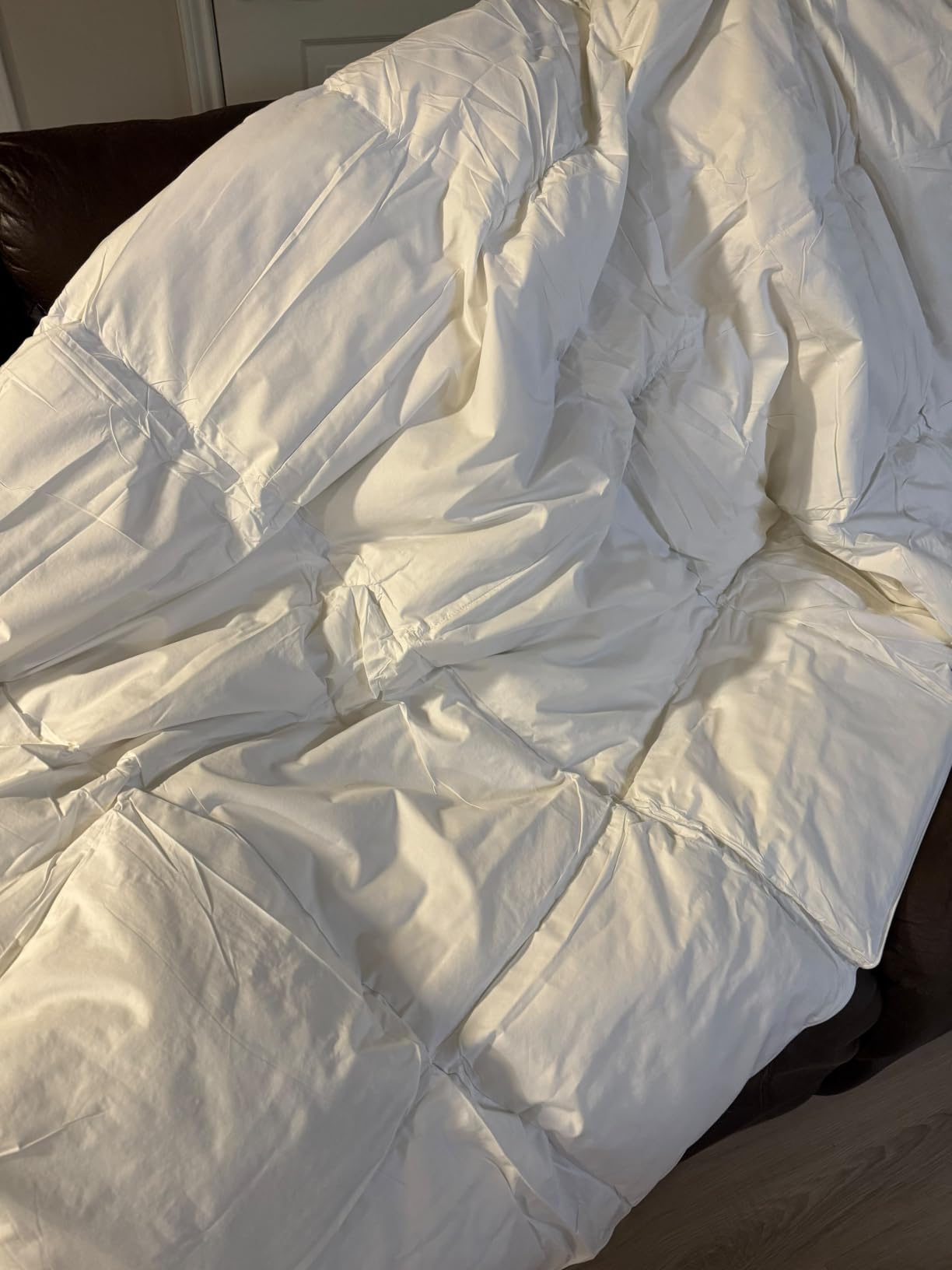 Hotel Grand Luxury White Goose Feather Down Fiber Comforter Full Queen Size, 100% Cotton All Season Duvet Insert Queen, Medium Warmth Bedding Comforter with 8 Corner Loops, White 90x90 Inch customer photo 1
