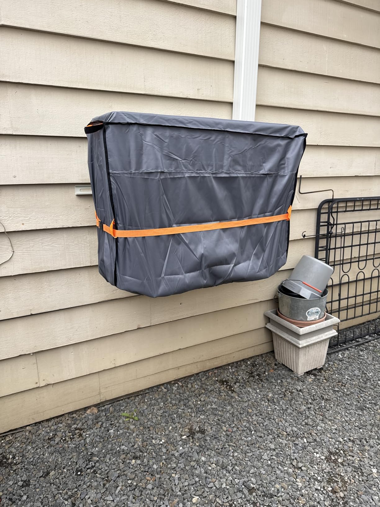 NGB Mini Split Cover, 29.1x 11.8x 21.7 Inch Air Conditioning Condensing HVAC Outdoor Unit Cover, Waterproof, Windproof, Snowproof, For All Seasons, Khaki Color. customer photo 2
